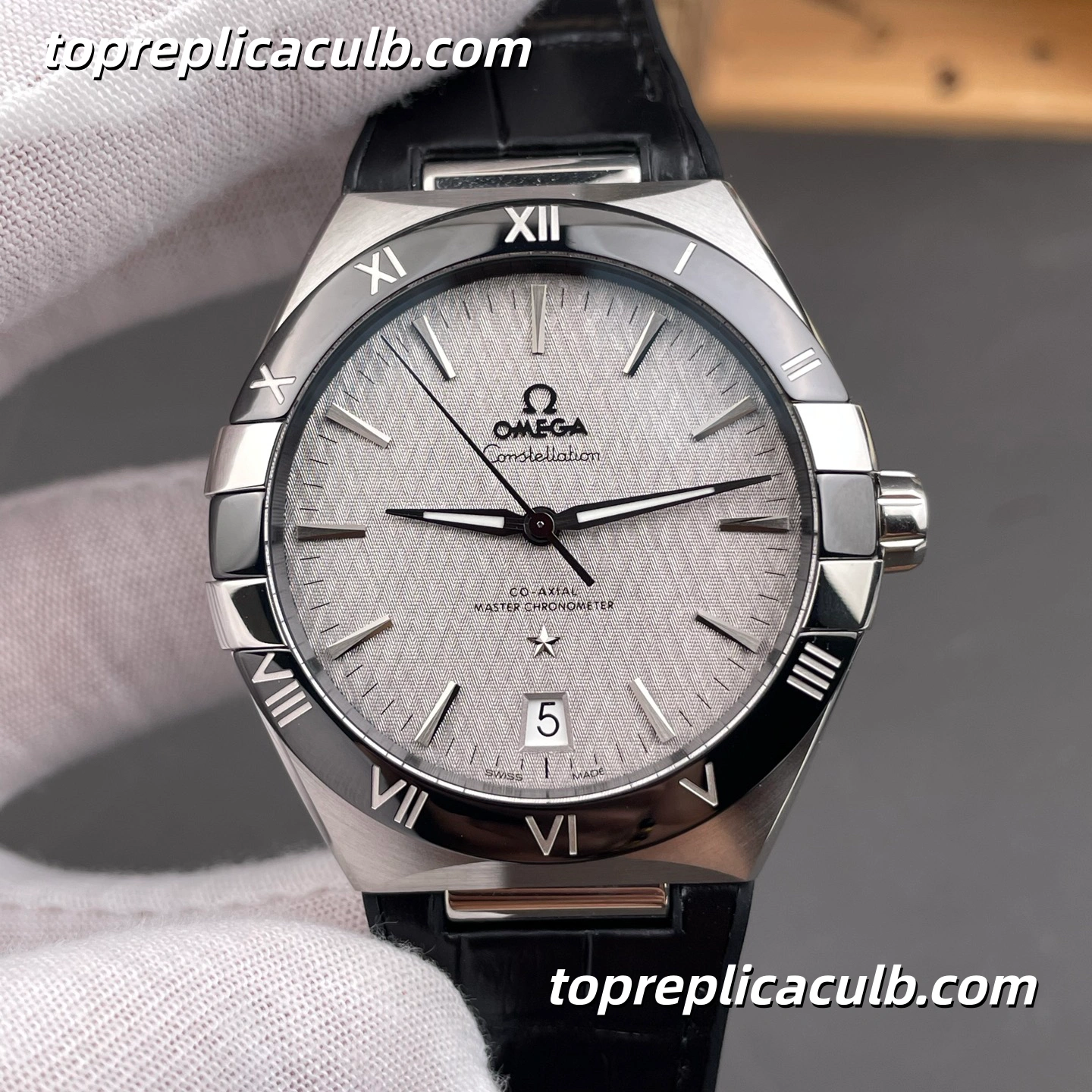 VS Factory Omega Constellation Ref.131.33.41.21.06.001 41MM Grey Linen Dial Leather Strap Super Clone Watch With 1:1 8900 Movement - Image 3