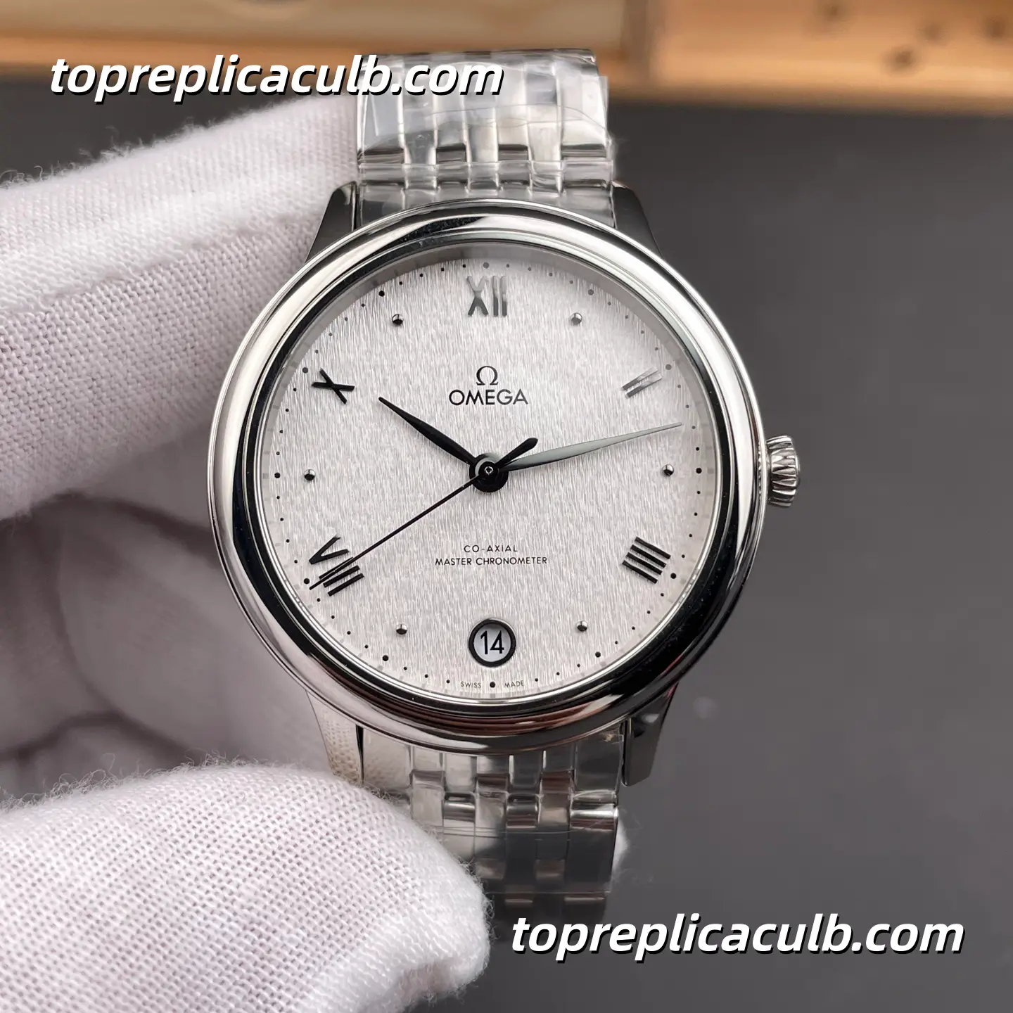 VS Factory Omega De Ville Prestige Ref.434.10.34.20.02.001 34MM Silver Linen Dial Roman Numeral Stainless Steel Bracelet Ladies Super Clone Watch With 1:1 Replica 8800 Automatic Movement - Image 3