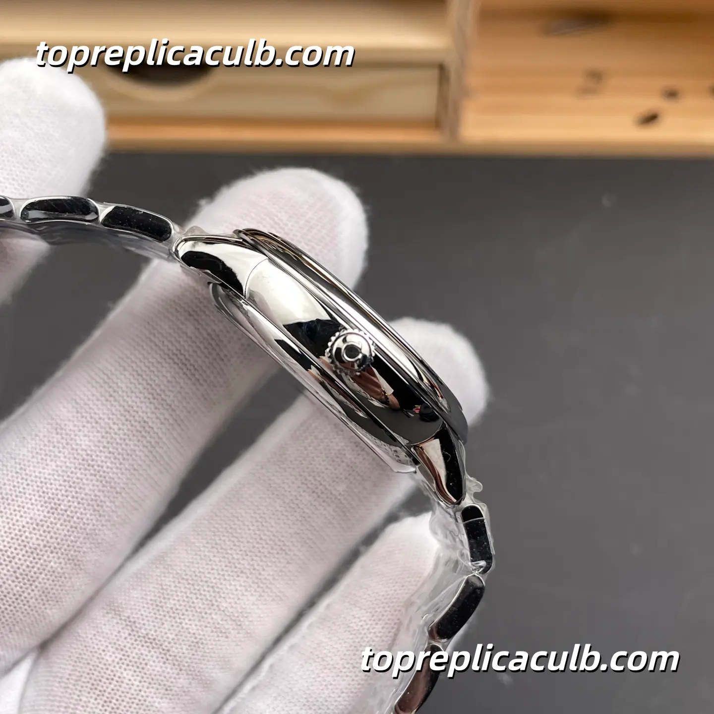 VS Factory Omega De Ville Prestige Ref.434.10.34.20.02.001 34MM Silver Linen Dial Roman Numeral Stainless Steel Bracelet Ladies Super Clone Watch With 1:1 Replica 8800 Automatic Movement - Image 5