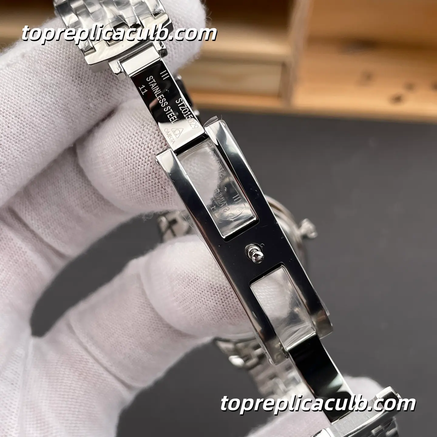 VS Factory Omega De Ville Prestige Ref.434.10.34.20.02.001 34MM Silver Linen Dial Roman Numeral Stainless Steel Bracelet Ladies Super Clone Watch With 1:1 Replica 8800 Automatic Movement - Image 8