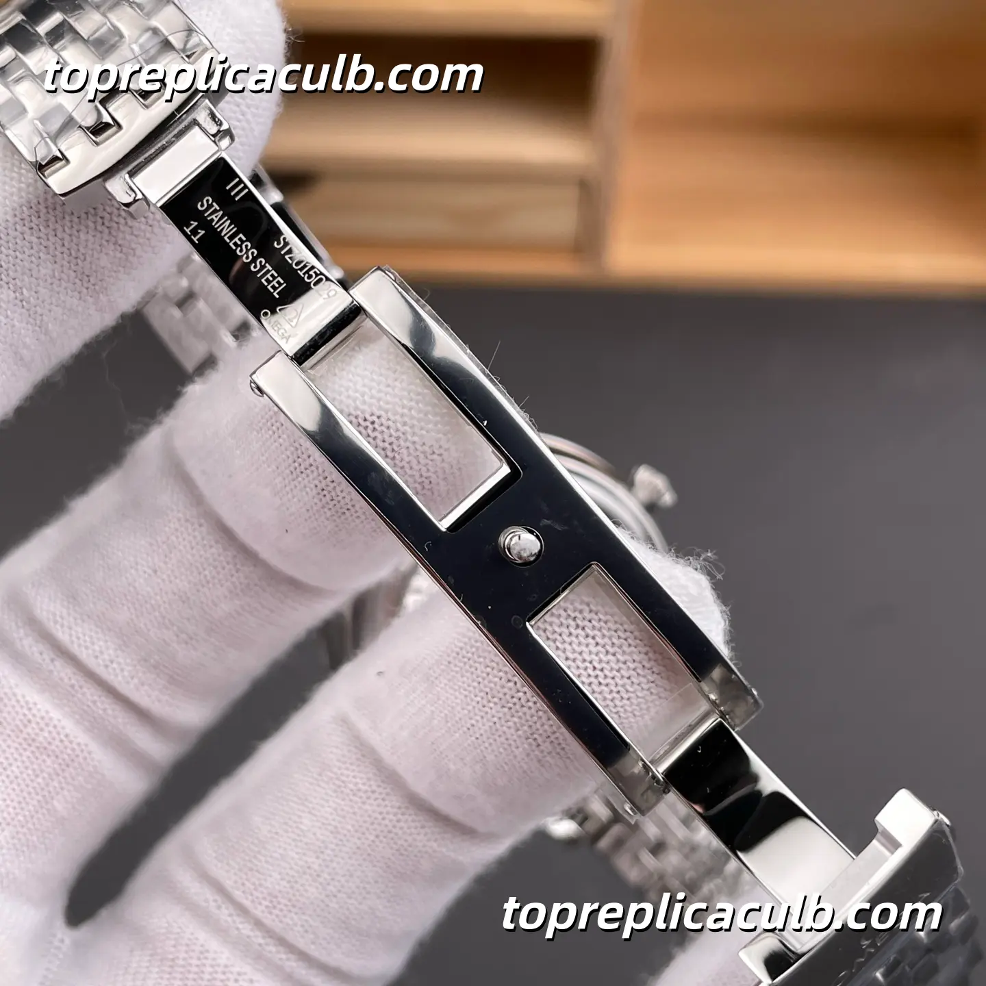 VS Factory Omega De Ville Prestige Ref.434.10.34.20.03.002 34MM Blue Linen Dial Roman Numeral Ladies Super Clone Watch With 1:1 Replica 8800 Automatic Movement - Image 8