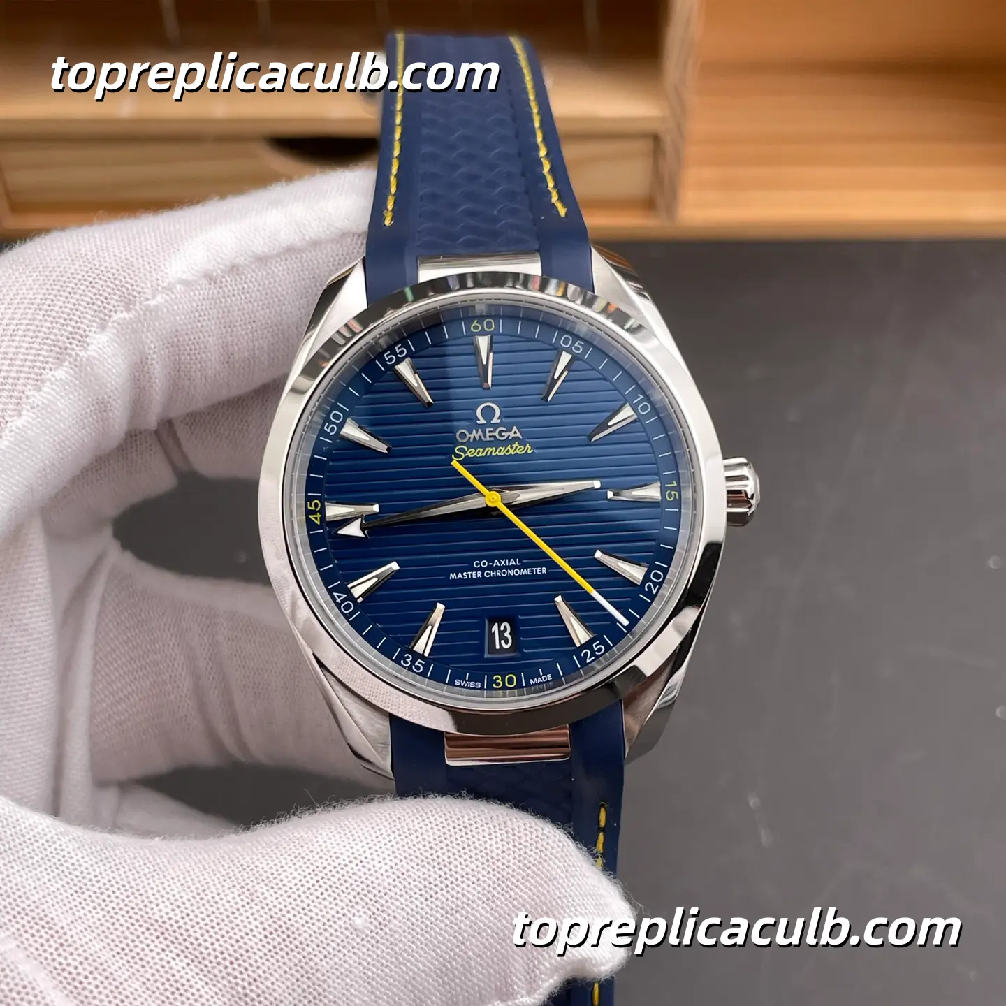 VS Factory Omega Seamaster Aqua Terra Ref.220.12.41.21.03.009 41MM Blue Dial Super Clone Watch with Blue Rubber Strap 8900 Automatic Movement