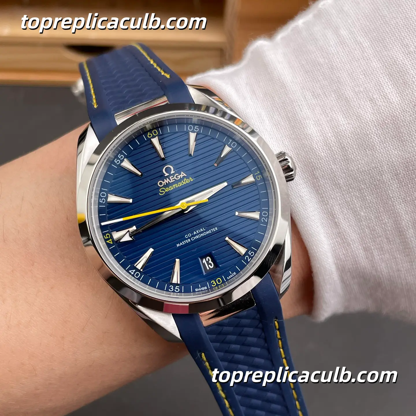 VS Factory Omega Seamaster Aqua Terra Ref.220.12.41.21.03.009 41MM Blue Dial Super Clone Watch with Blue Rubber Strap 8900 Automatic Movement - Image 2