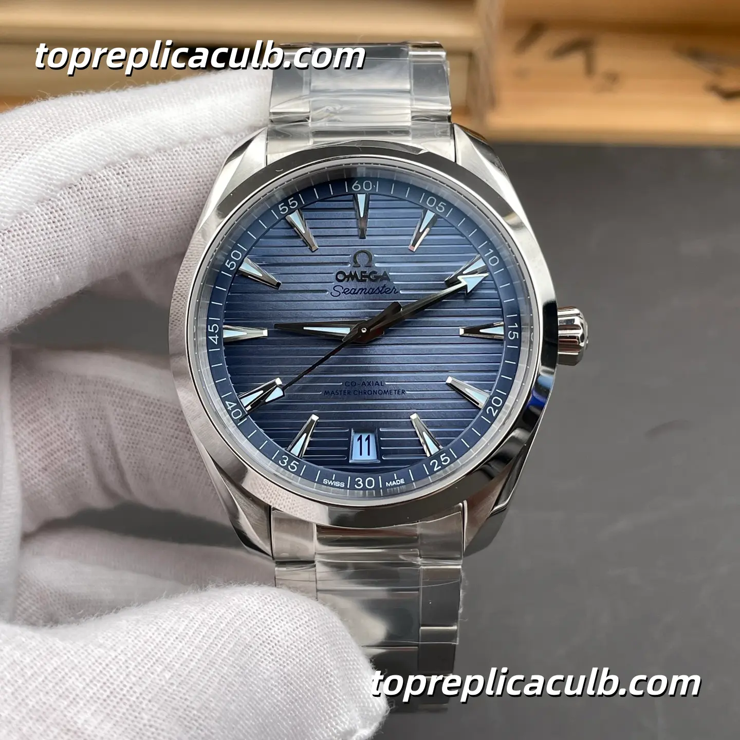VS Factory Omega Seamaster Aqua Terra “Skyfall” Ref.220.10.41.21.03.004 41MM Blue Teak Dial Stainless Steel Bracelet Super Clone Watch
