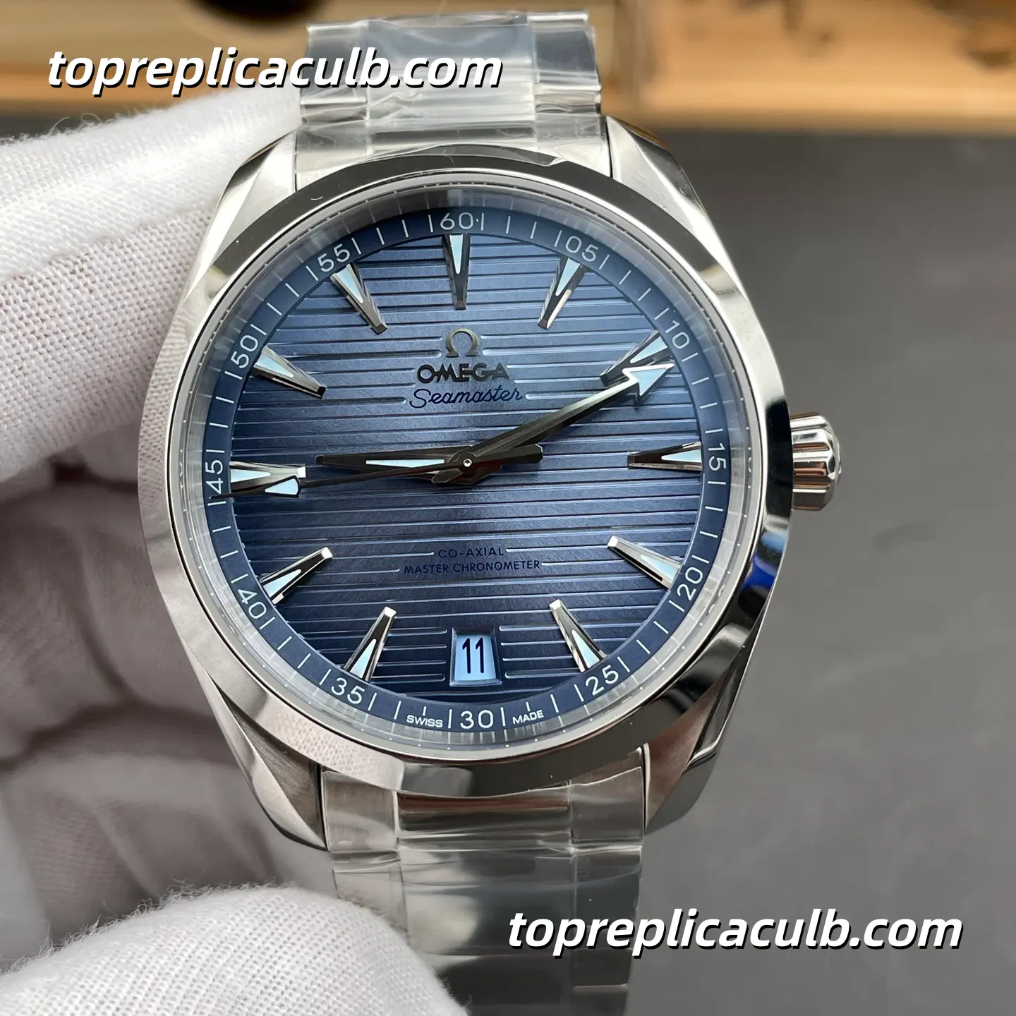 VS Factory Omega Seamaster Aqua Terra “Skyfall” Ref.220.10.41.21.03.004 41MM Blue Teak Dial Stainless Steel Bracelet Super Clone Watch With 1:1 Replica 8900 Movement - Image 3