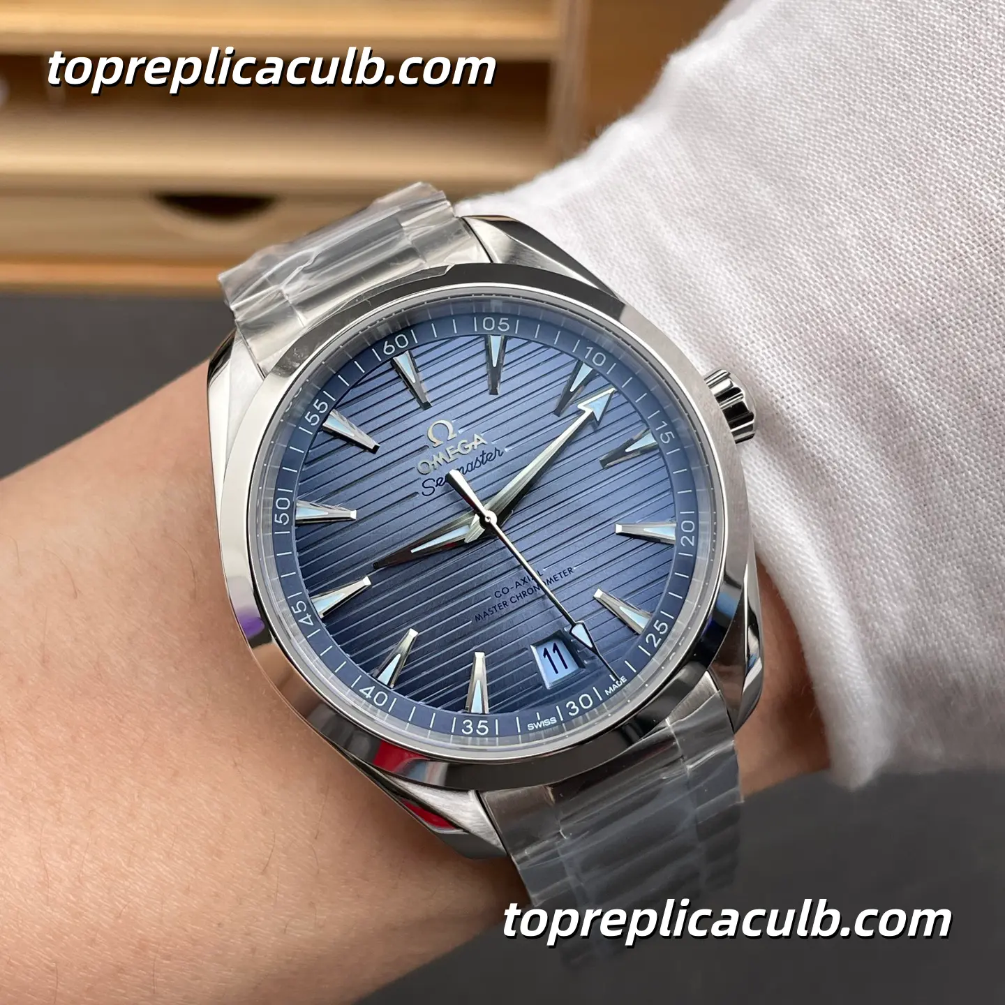 VS Factory Omega Seamaster Aqua Terra “Skyfall” Ref.220.10.41.21.03.004 41MM Blue Teak Dial Stainless Steel Bracelet Super Clone Watch With 1:1 Replica 8900 Movement - Image 2