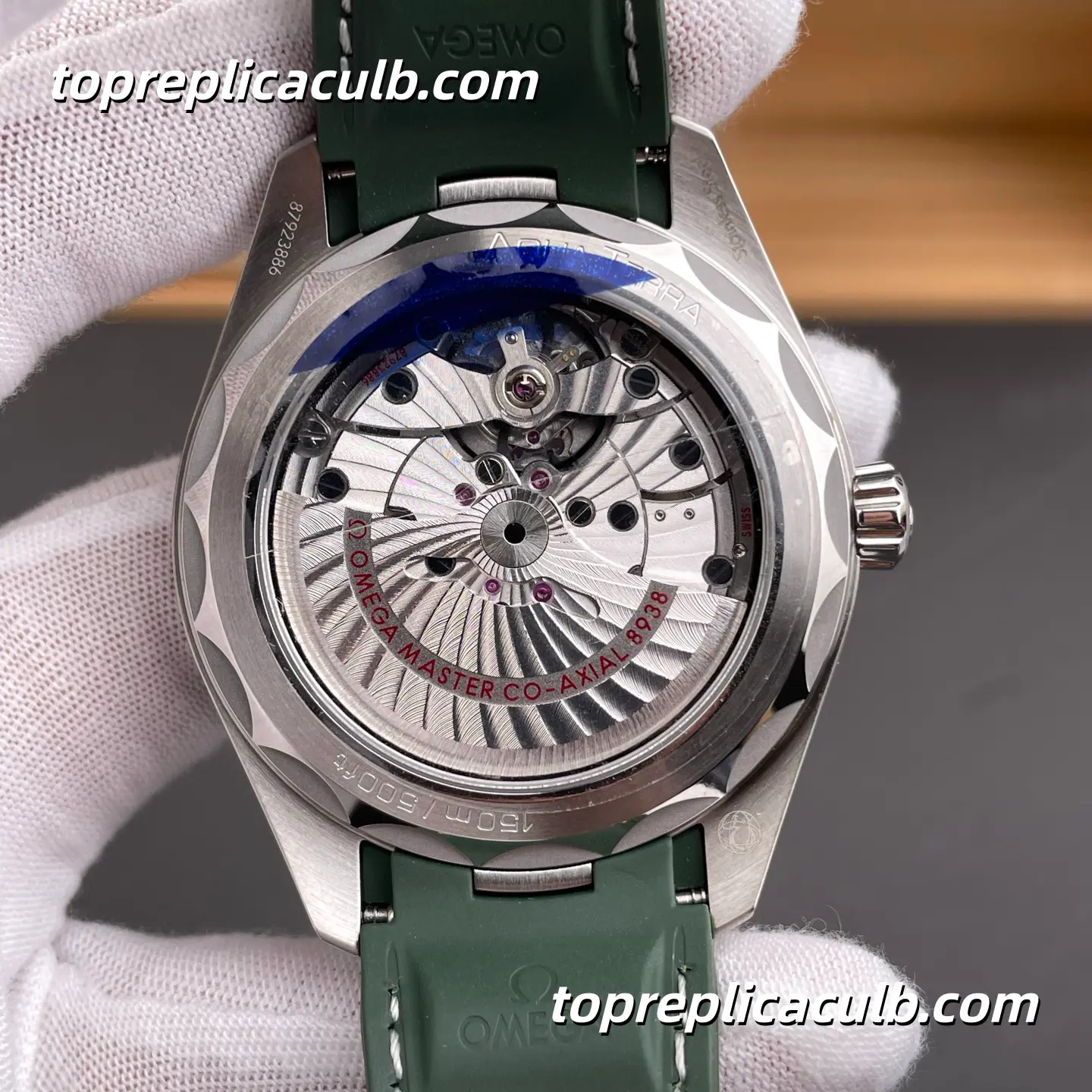 VS Factory Omega Seamaster Aqua Terra Worldtimer Ref.220.32.43.22.10.001 43MM Green Dial Green Rubber Strap 8938 1:1 Movement Super Clone Watch - Image 7