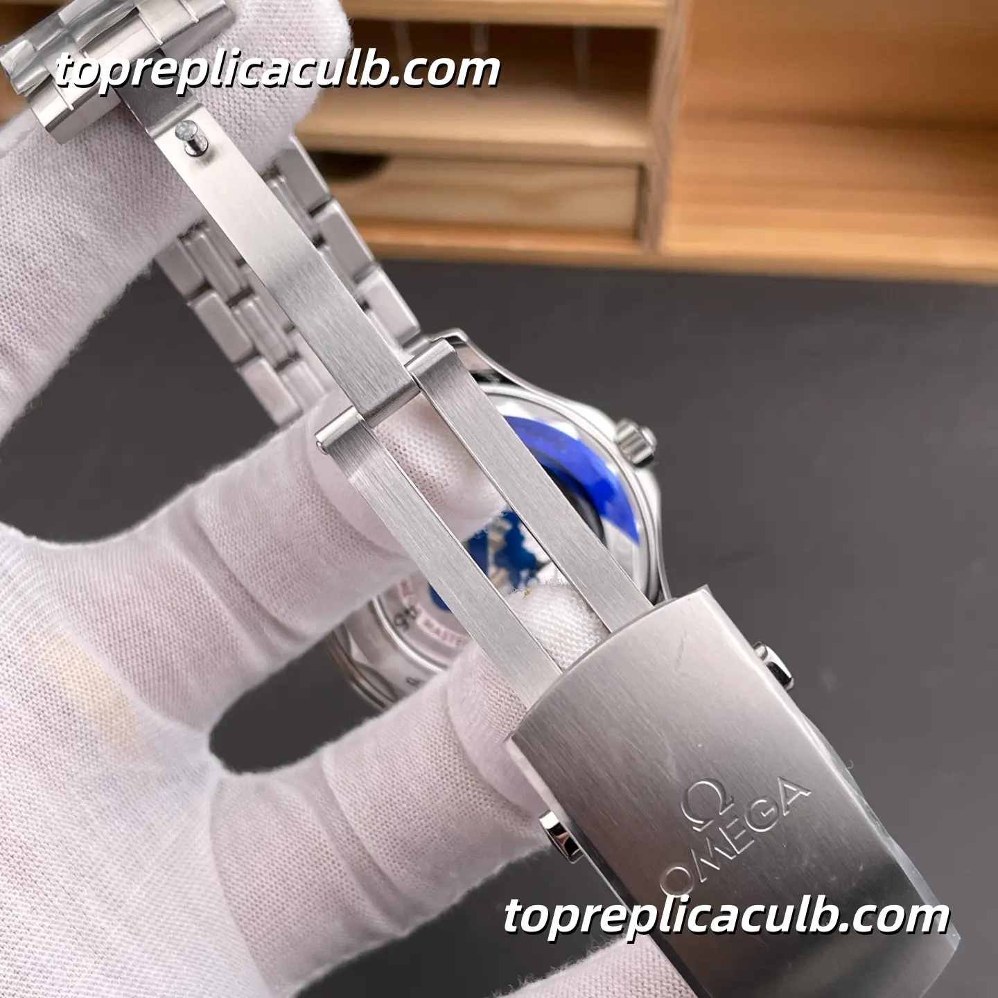 VS Factory Omega Seamaster Diver 300M Ref.210.30.42.20.04.002 42MM White Wave Dial Blue Ceramic Bezel Stainless Steel Bracelet Super Clone Watch With 1:1 Replica 8806 Movement - Image 9