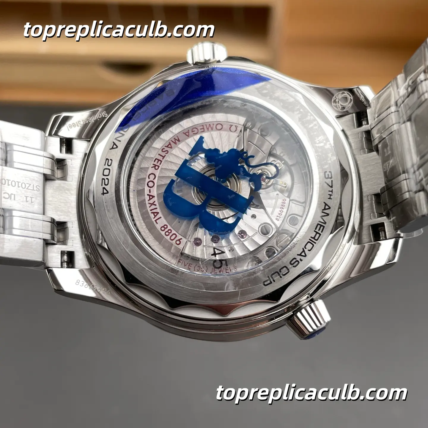 VS Factory Omega Seamaster Diver 300M Ref.210.30.42.20.04.002 42MM White Wave Dial Blue Ceramic Bezel Stainless Steel Bracelet Super Clone Watch With 1:1 Replica 8806 Movement - Image 6