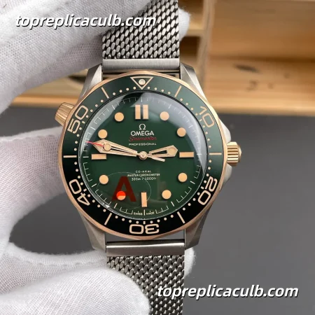 VS Factory Omega Seamaster Diver 300M Ref.210.90.42.20.10.001 42MM Green Dial Titanium Mesh Bracelet 1:1 Clone Watch