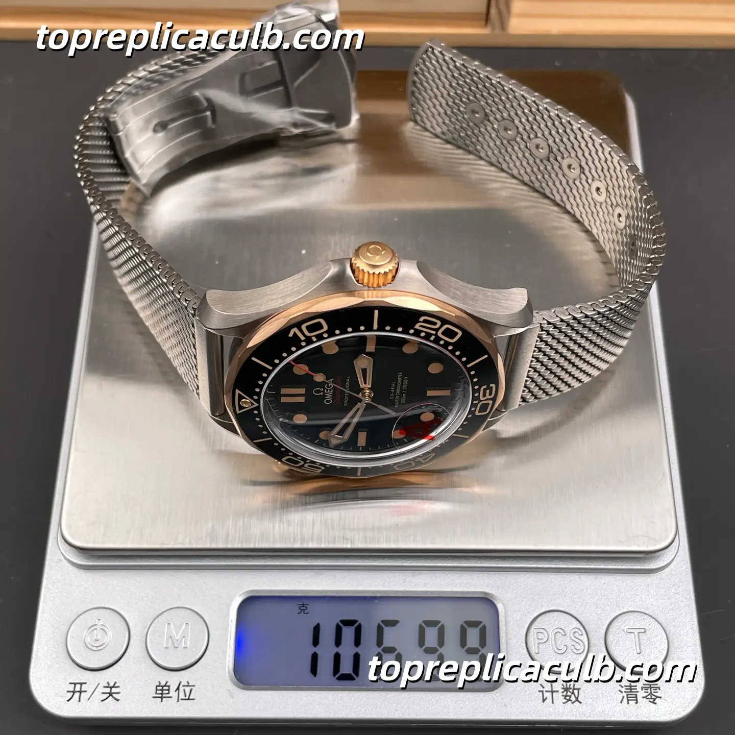 VS Factory Omega Seamaster Diver 300M Ref.210.90.42.20.10.001 42MM Green Dial Titanium Mesh Bracelet 1:1 Clone Watch with 8806 Automatic Movement - Image 5
