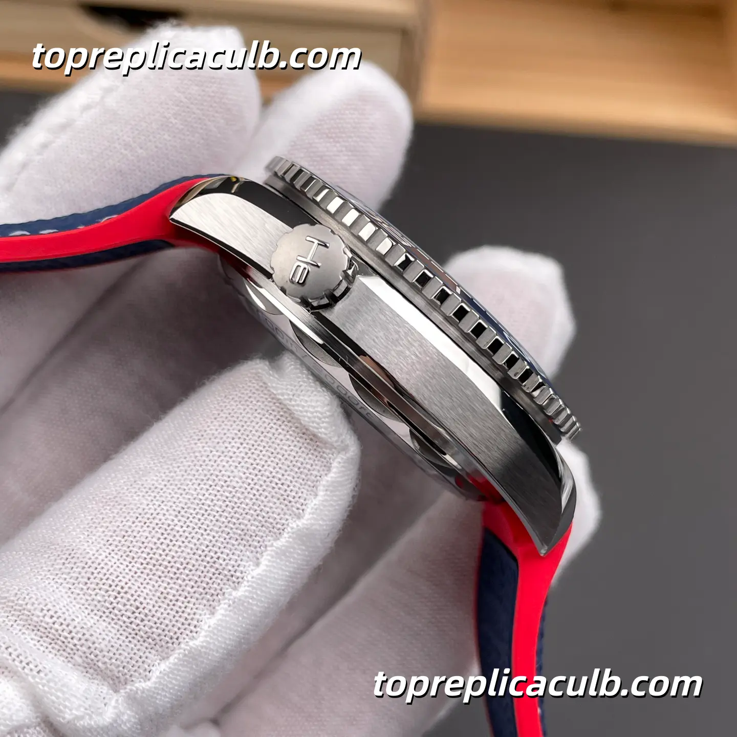 VS Factory Omega Seamaster Planet Ocean “America’s Cup” Ref.215.32.43.21.04.001 43.5MM White Dial Blue Red Ceramic Bezel Rubber Strap Super Clone Watch With 1:1 Replica 8900 Movement - Image 7