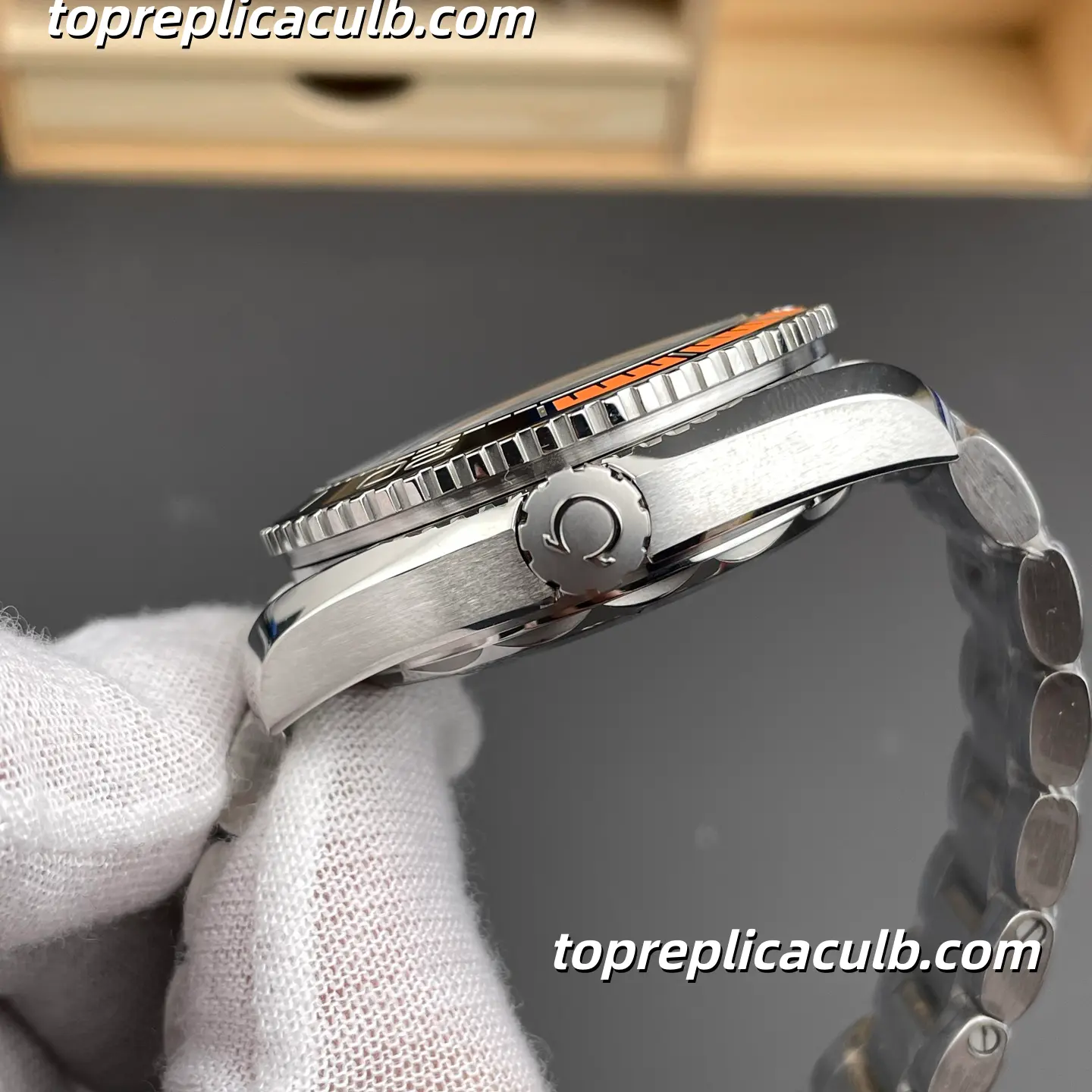 VS Factory Omega Seamaster Planet Ocean Ref.215.30.44.21.01.002 43.5MM Black Dial Orange Bezel Super Clone Watch with Stainless Steel Bracelet, 1:1 Clone 8900 Automatic Movement - Image 5