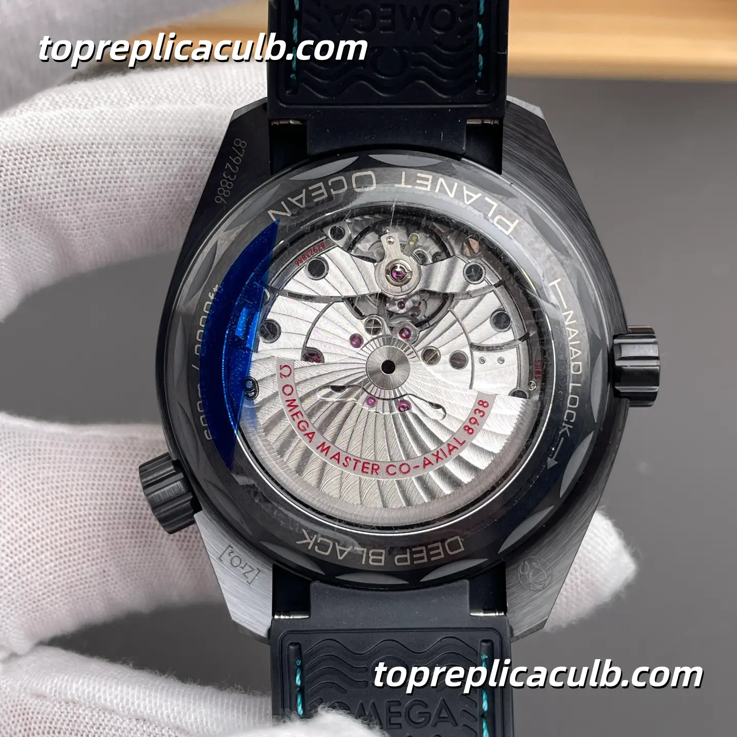 VS Factory Omega Seamaster Planet Ocean Worldtimer Ref.215.92.46.22.01.006 45.5MM Black Turquoise Worldtimer Dial Black Ceramic Bezel Rubber Strap Super Clone Watch With 1:1 Replica 8938 Movement - Image 5