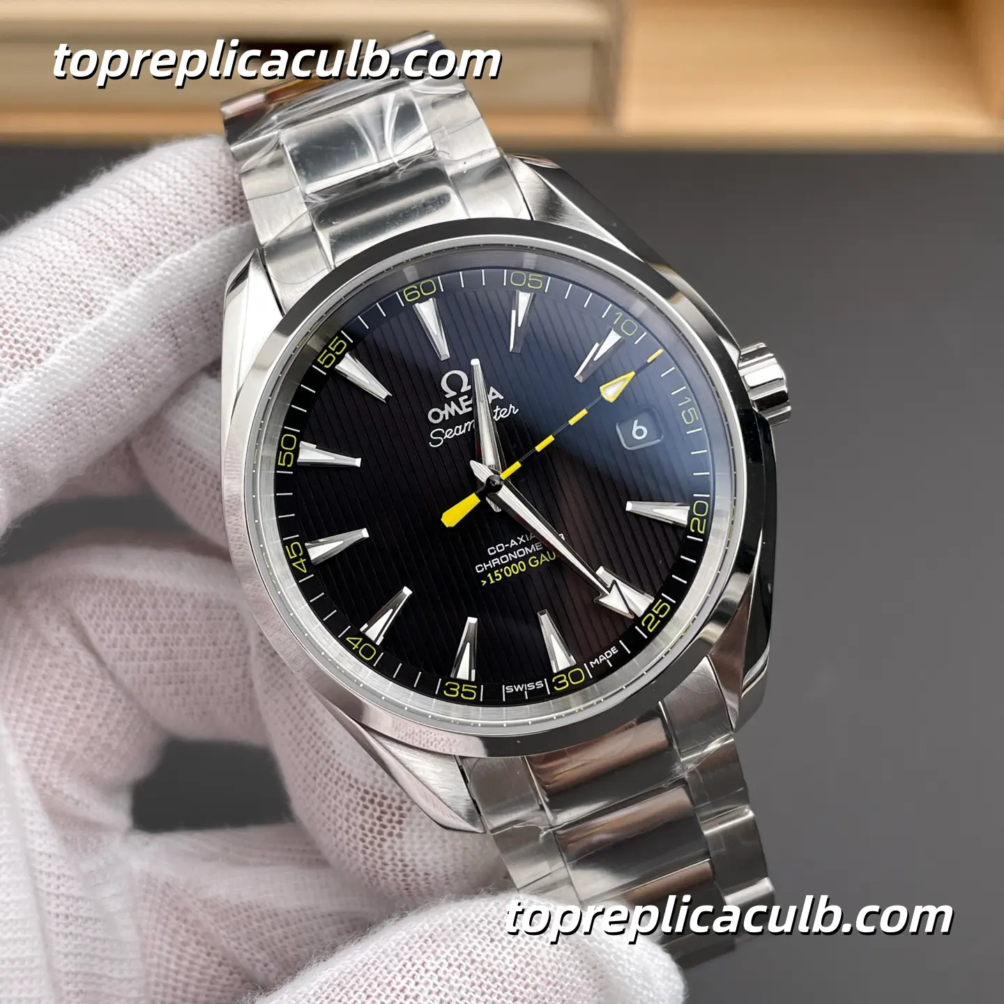 VS Factory Omega Seamaster Ref.231.10.42.21.01.002 “Bumblebee” 41.5MM Black Dial Super Clone Watch with Stainless Steel Bracelet and 1:1 Clone 8508 Automatic Movement - Image 3