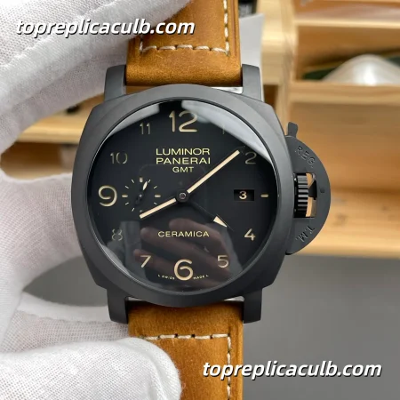 VS Factory Panerai Luminor 1950 GMT Ceramica “Black Phantom” PAM00441 44MM Matte Black Ceramic Case Black Sandwich Dial Super Clone Watch
