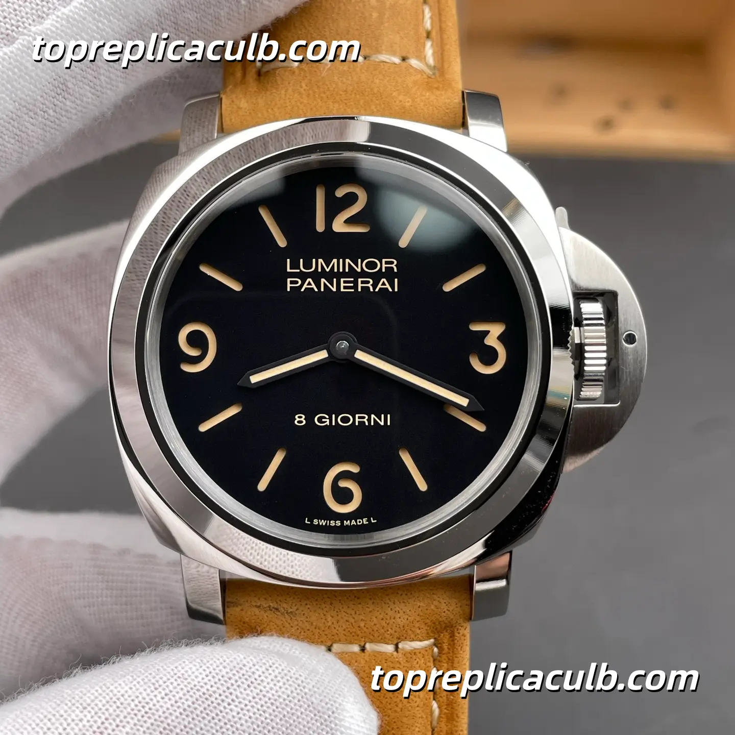 VS Factory Panerai Luminor Base Logo “8 Days Classic” PAM00914 44MM Stainless Steel Case Black Sandwich Dial Super Clone Watch With P.5000 Manual Winding Movement - Image 3