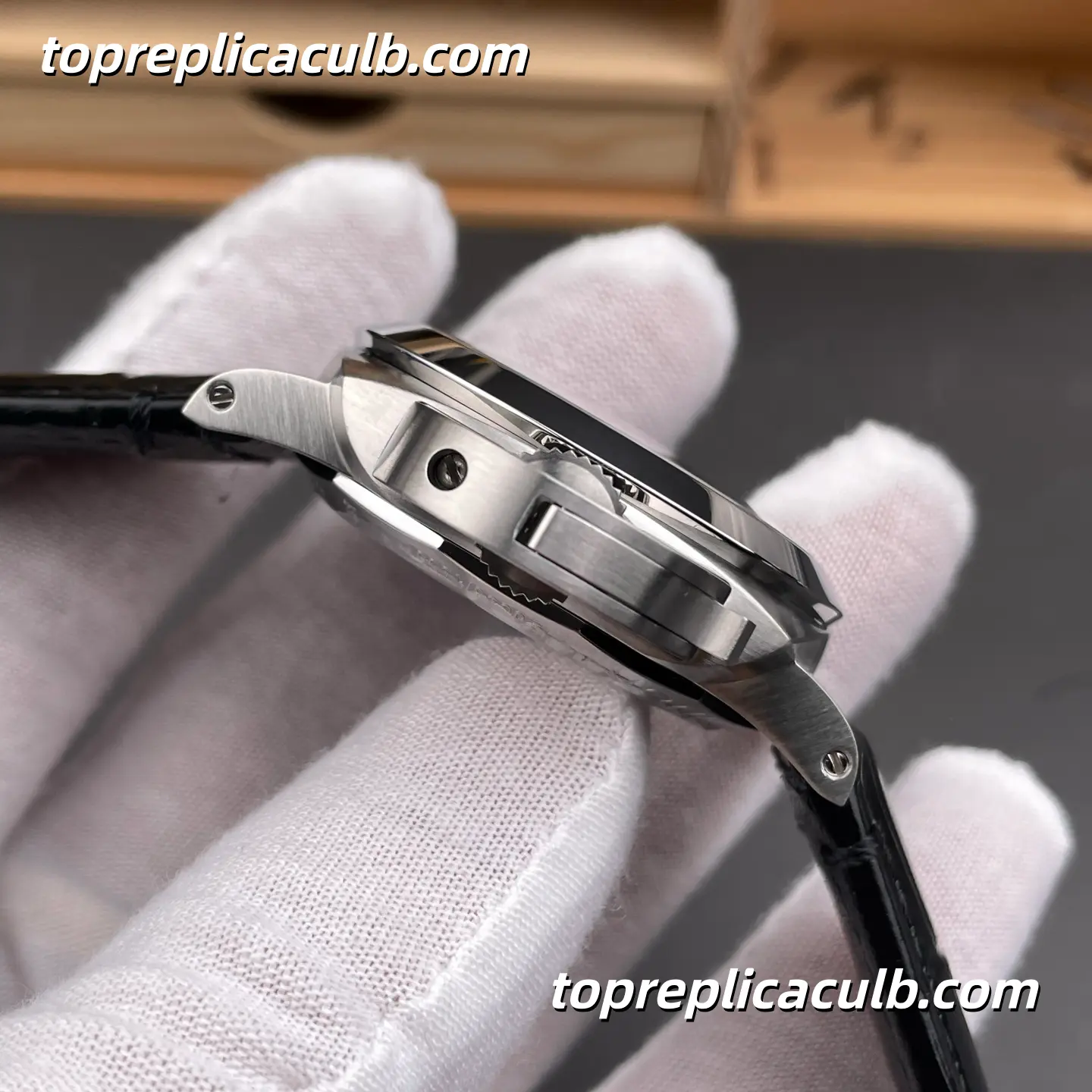 VS Factory Panerai Luminor BiTempo GMT “Black Shadow” PAM01365 44MM Black Dial Black Leather Strap Super Clone Watch With 1:1 Replica P.900/GMT Movement - Image 5