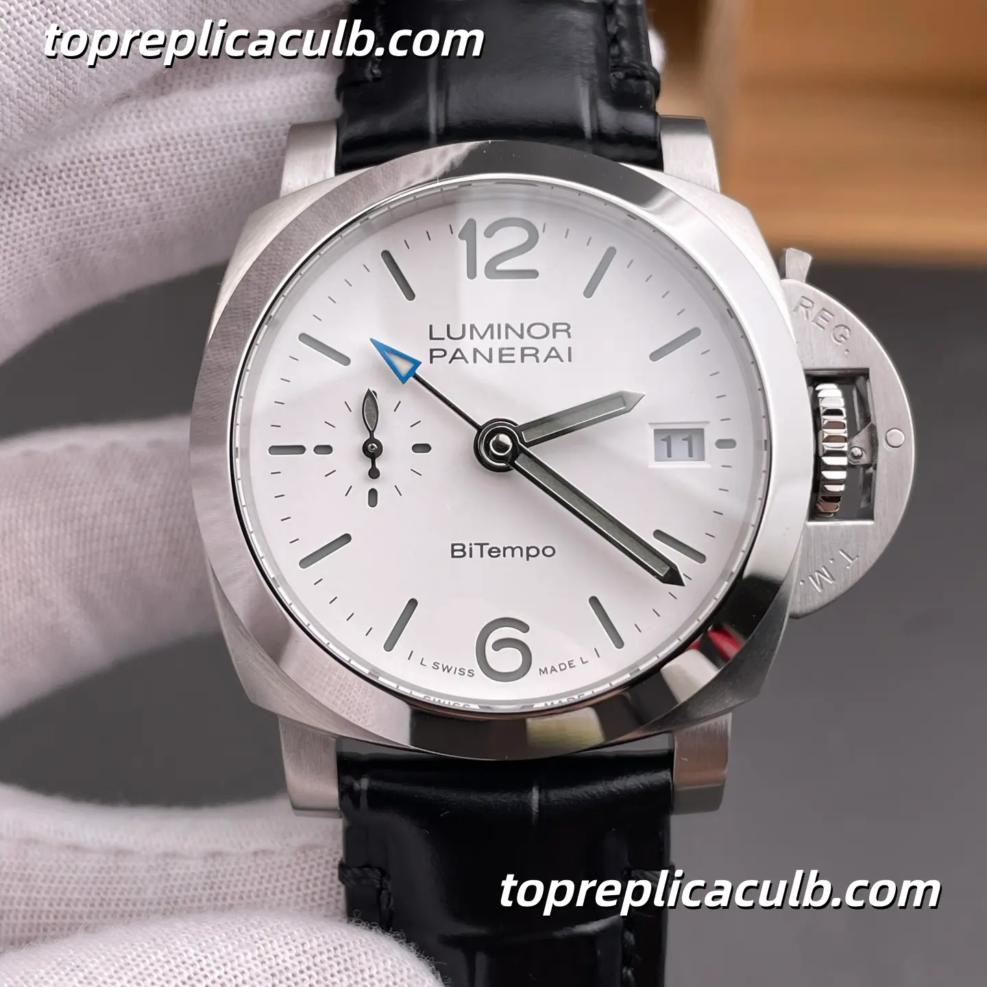 VS Factory Panerai Luminor BiTempo “Polar White” PAM01367 44MM White Dial GMT Blue Arrow Super Clone Watch With P.900/GMT Automatic Movement - Image 3
