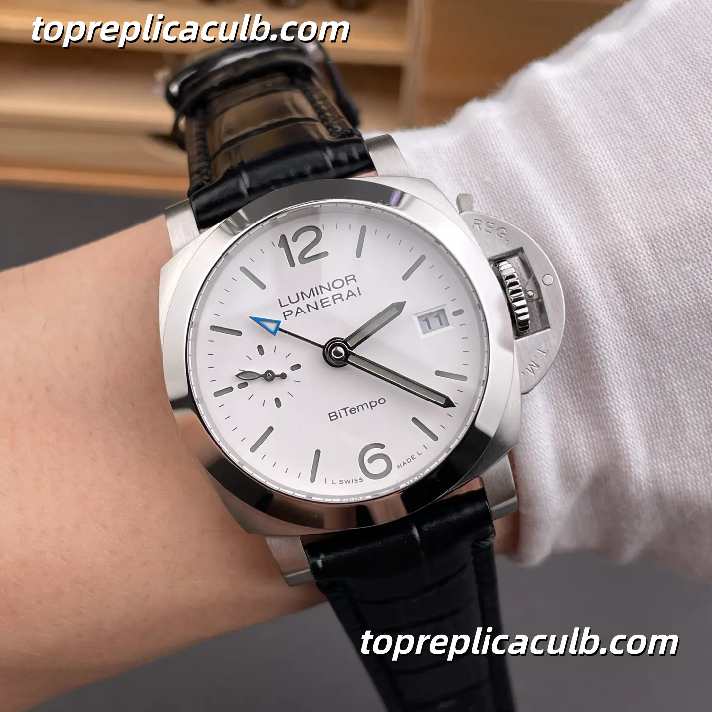 VS Factory Panerai Luminor BiTempo “Polar White” PAM01367 44MM White Dial GMT Blue Arrow Super Clone Watch With P.900/GMT Automatic Movement - Image 2