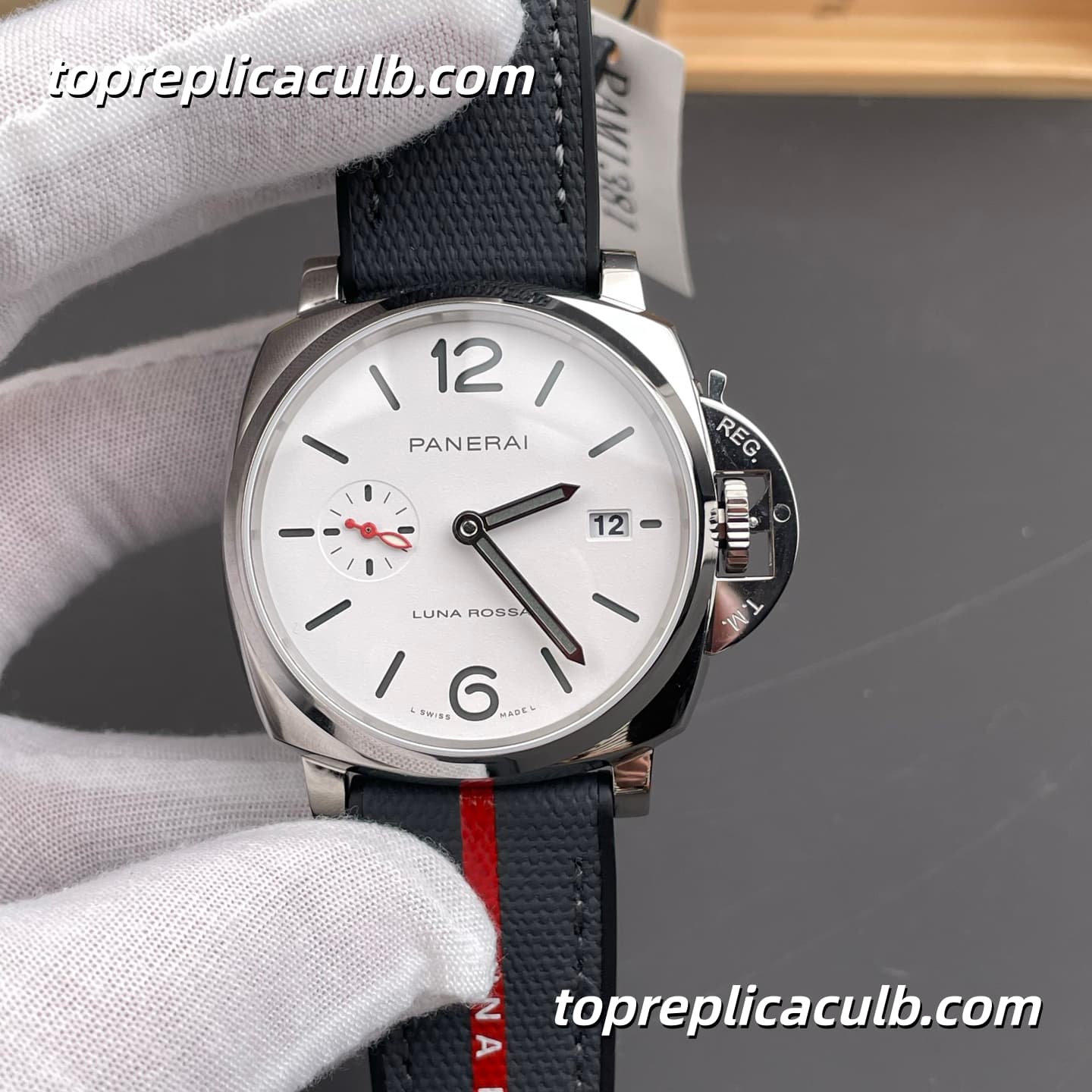 VS Factory Panerai Luminor Due Luna Rossa PAM01381 42MM Stainless Steel Case White Dial Luna Rossa Textile Strap Super Clone Watch