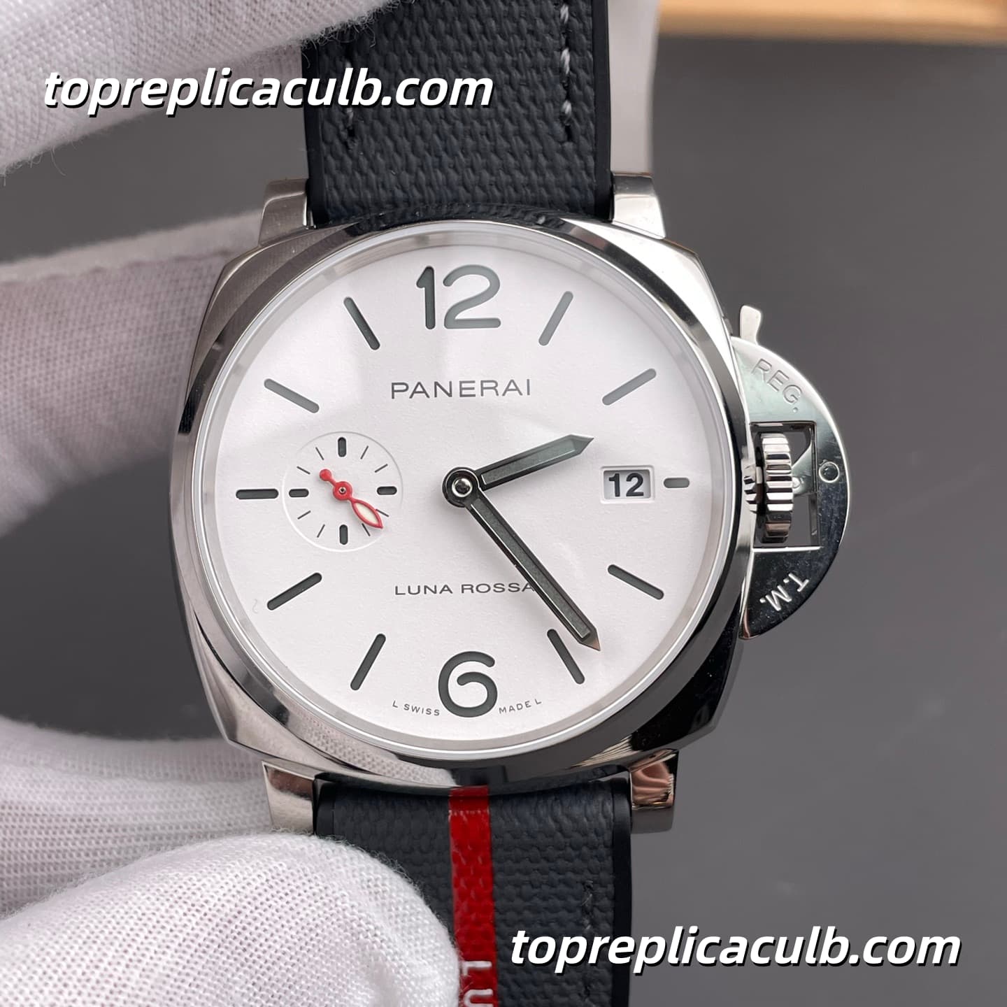 VS Factory Panerai Luminor Due Luna Rossa PAM01381 42MM Stainless Steel Case White Dial Luna Rossa Textile Strap Super Clone Watch With P.900 Automatic Movement - Image 3