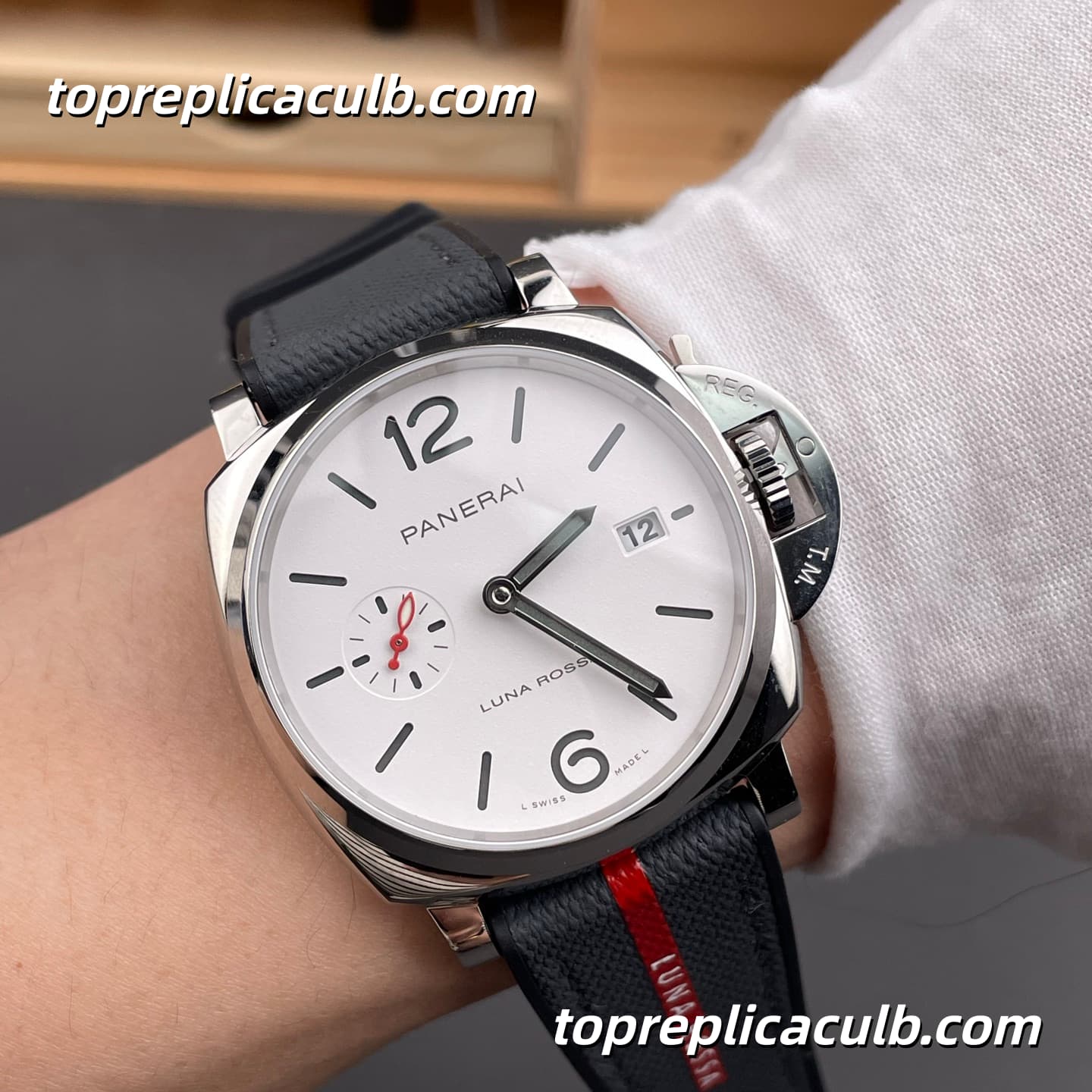 VS Factory Panerai Luminor Due Luna Rossa PAM01381 42MM Stainless Steel Case White Dial Luna Rossa Textile Strap Super Clone Watch With P.900 Automatic Movement - Image 2