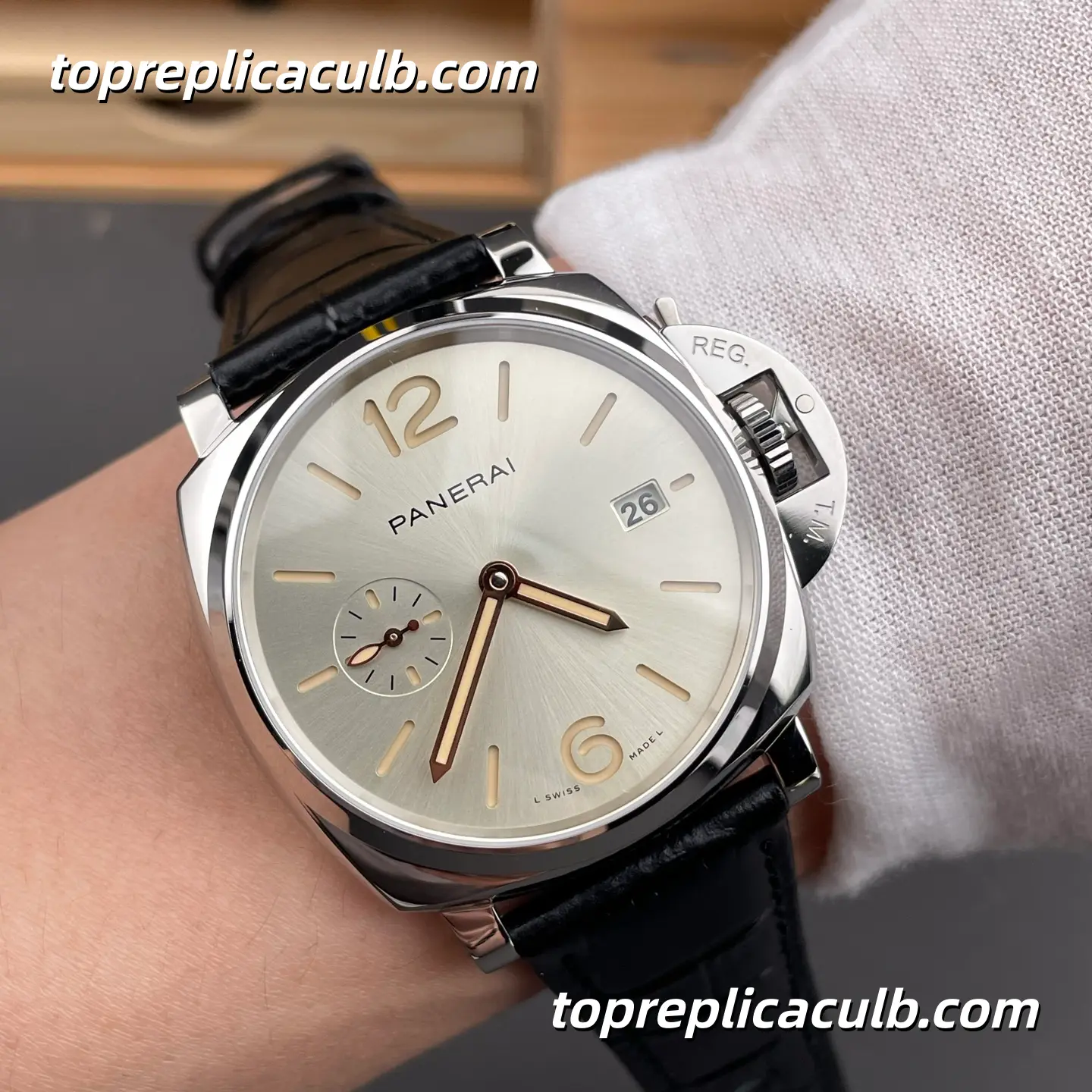 VS Factory Panerai Luminor Due “Silver Moon” PAM01249 42MM Stainless Steel Case Sunburst Silver Dial Super Clone Watch With P.900 Automatic Movement - Image 2