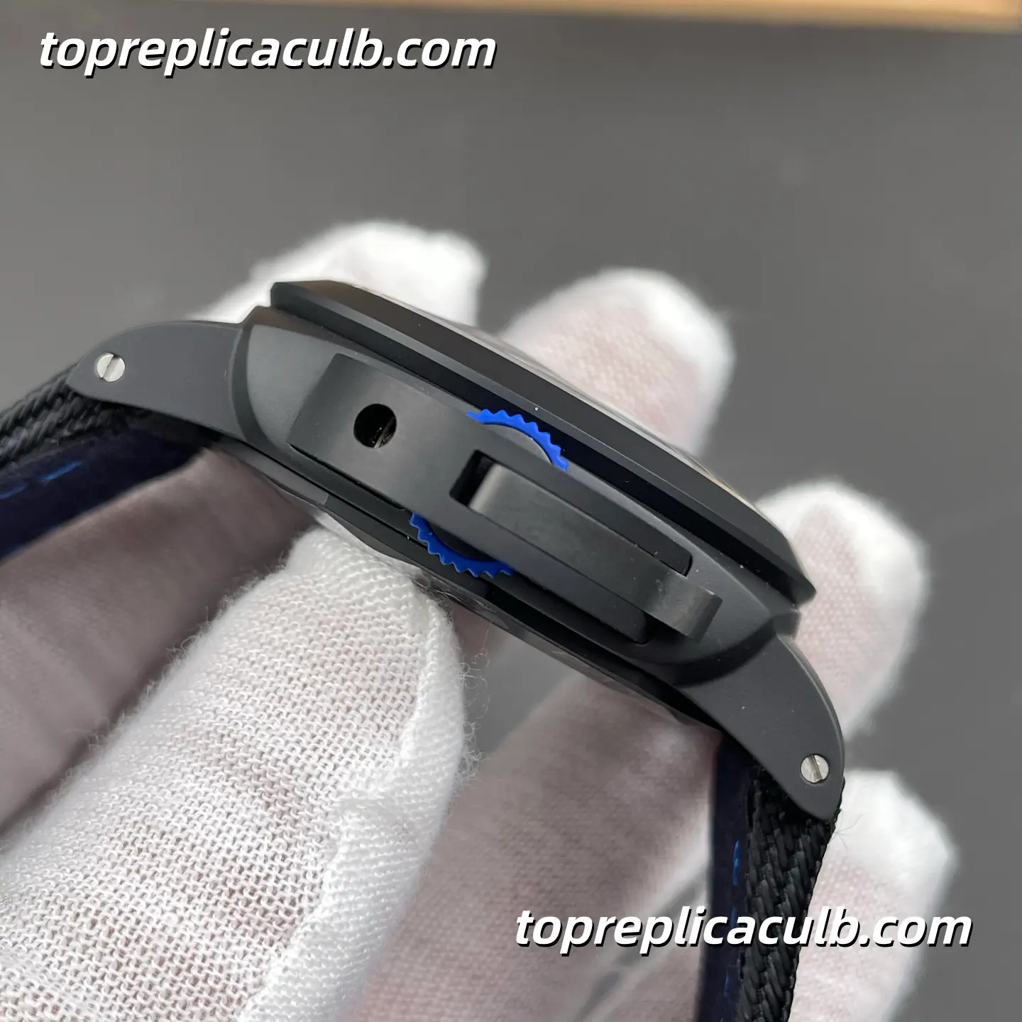 VS Factory Panerai Luminor GMT “Blue Phantom” PAM01176 44MM Matte Black Ceramic Style Case Black Sandwich Dial Blue GMT Hand Super Clone Watch With Cal.P.9010 Automatic GMT Movement - Image 6