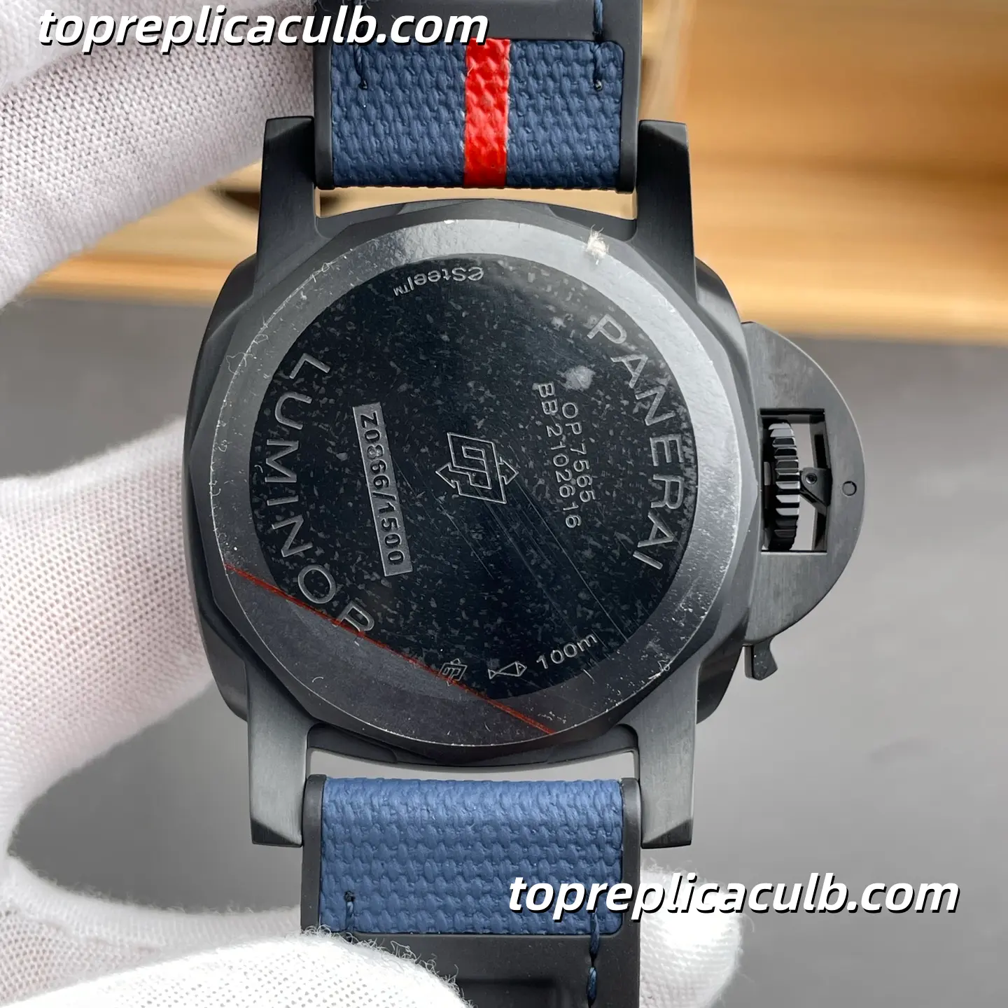 VS Factory Panerai Luminor Luna Rossa “Blue Shark” PAM01408 40MM Matte Black Ceramic Style Case Blue Sunburst Dial Super Clone Watch With P.900 Automatic Movement - Image 7
