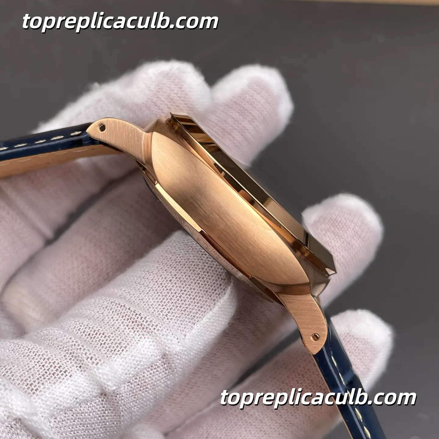 VS Factory Panerai Luminor Marina PAM01114 44MM Rose Gold Case Blue Sunburst Sandwich Dial Blue Alligator Leather Strap Super Clone Watch With Cal.P.9010 Automatic Movement - Image 7