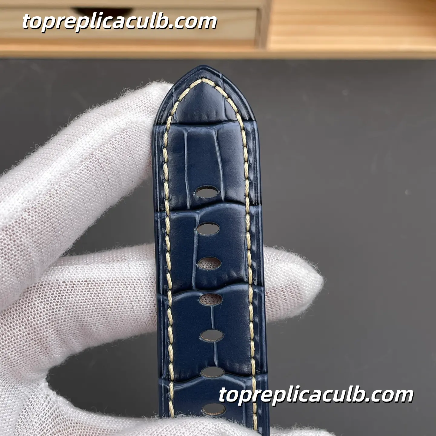 VS Factory Panerai Luminor Marina PAM01114 44MM Rose Gold Case Blue Sunburst Sandwich Dial Blue Alligator Leather Strap Super Clone Watch With Cal.P.9010 Automatic Movement - Image 9