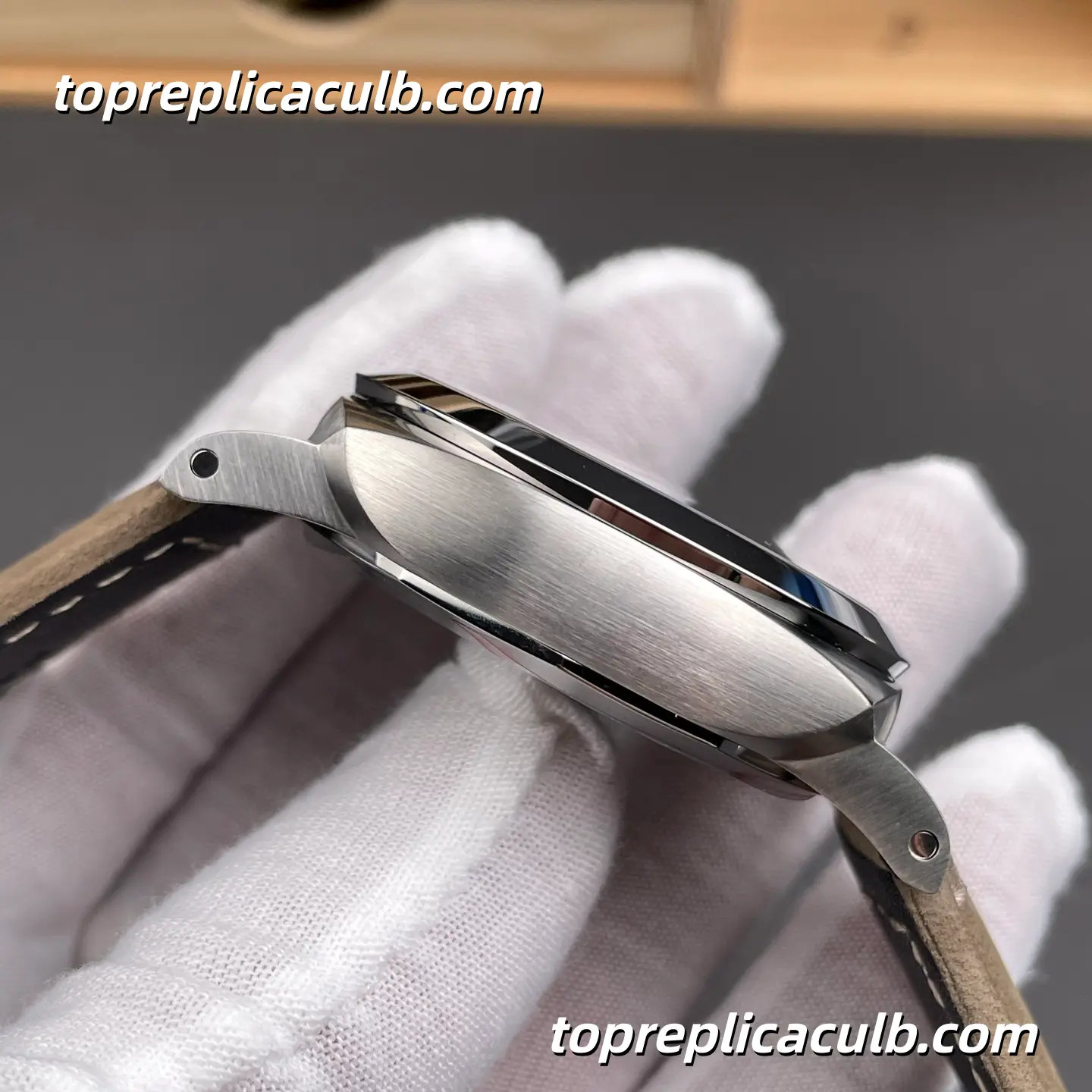 VS Factory Panerai Luminor Marina PAM01314 44MM Stainless Steel Case White Dial Grey Suede Leather Strap Super Clone Watch With Cal.P.9010 Automatic Movement - Image 6
