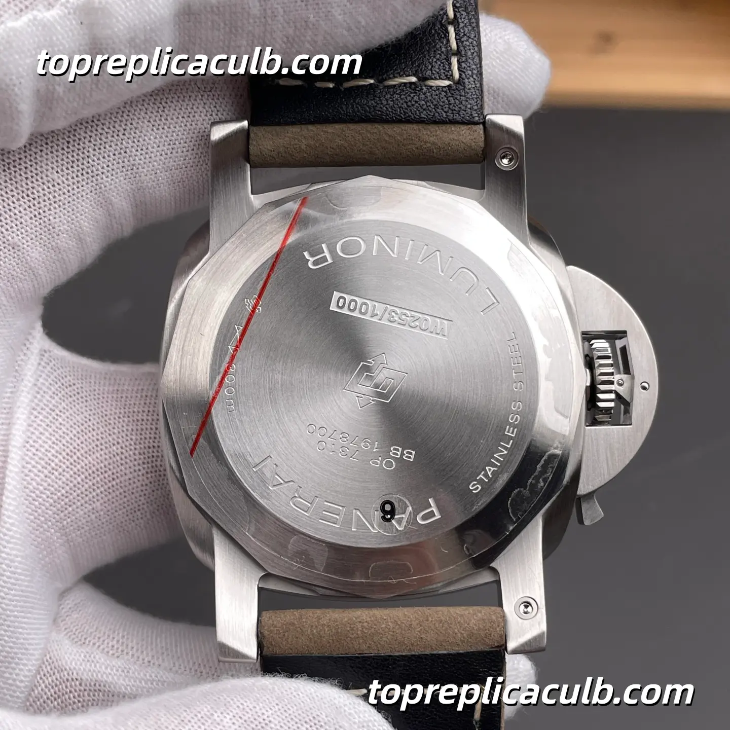 VS Factory Panerai Luminor Marina PAM01314 44MM Stainless Steel Case White Dial Grey Suede Leather Strap Super Clone Watch With Cal.P.9010 Automatic Movement - Image 7