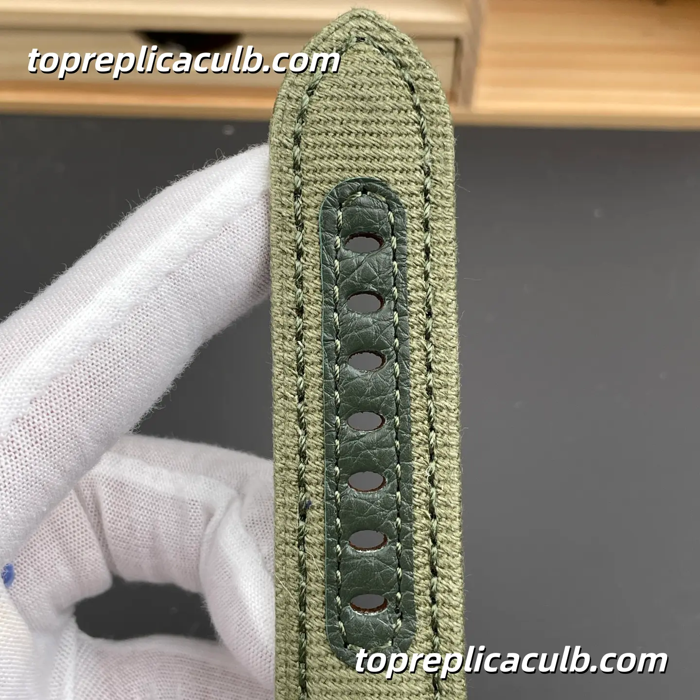 VS Factory Panerai Luminor Marina eSteel PAM01356 44MM Stainless Steel Case Green Gradient Sandwich Dial Green Fabric Strap Super Clone Watch With Cal.P.9010 Automatic Movement - Image 9