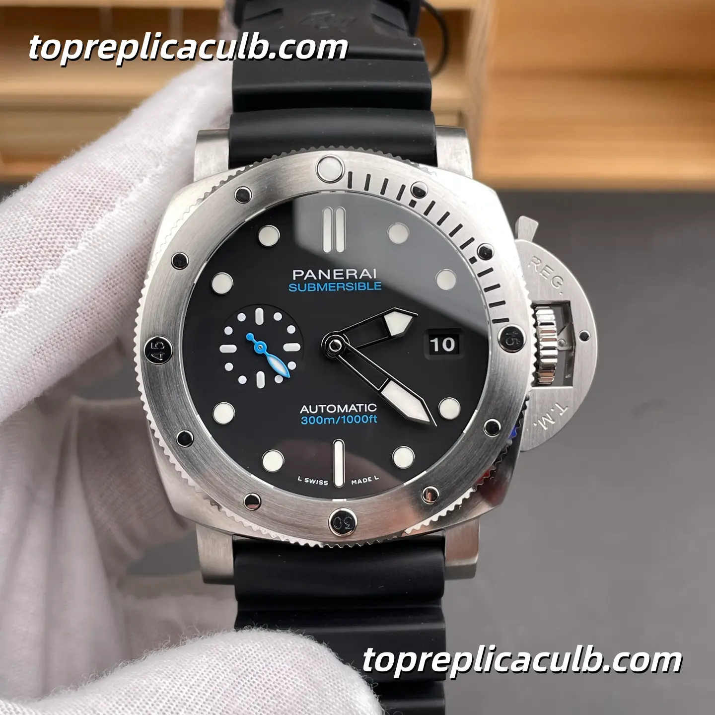VS Factory Panerai Submersible “Blue Ocean” PAM01229 42MM Stainless Steel Case Black Dial Blue Accents Super Clone Watch