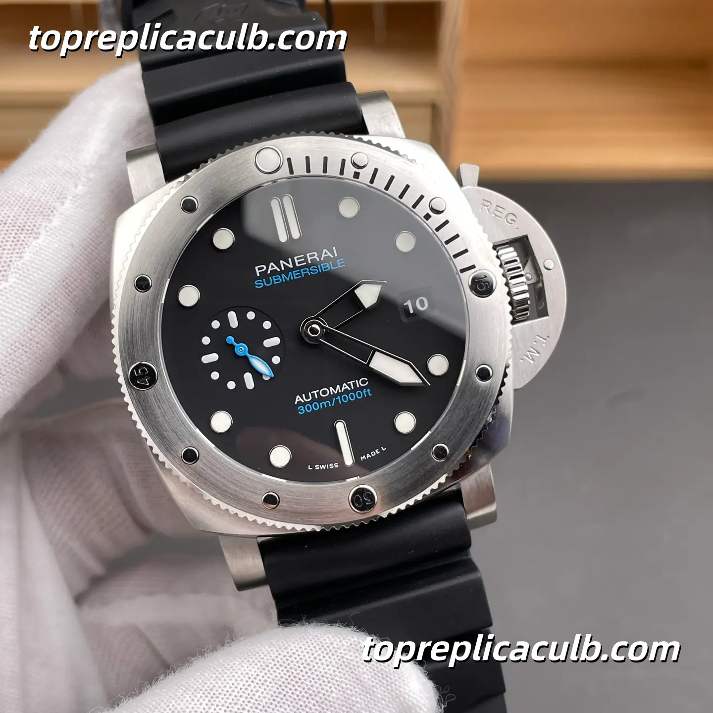 VS Factory Panerai Submersible “Blue Ocean” PAM01229 42MM Stainless Steel Case Black Dial Blue Accents Super Clone Watch With 1:1 P.900 Automatic Movement - Image 4