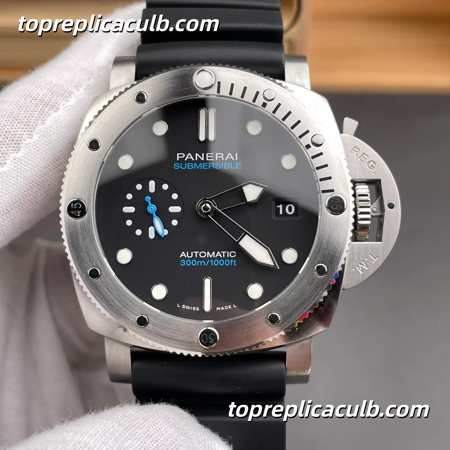 VS Factory Panerai Submersible “Blue Ocean” PAM01229 42MM Stainless Steel Case Black Dial Blue Accents Super Clone Watch With 1:1 P.900 Automatic Movement - Image 3