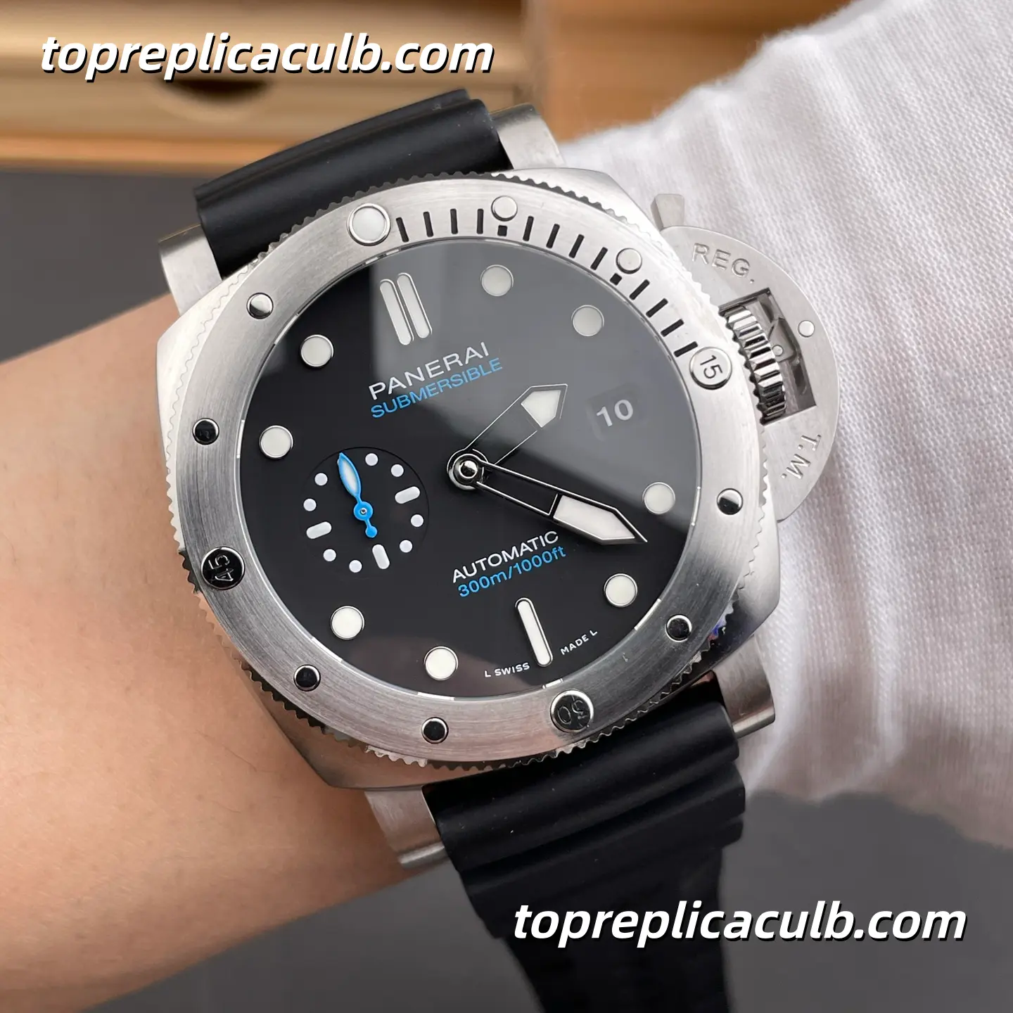 VS Factory Panerai Submersible “Blue Ocean” PAM01229 42MM Stainless Steel Case Black Dial Blue Accents Super Clone Watch With 1:1 P.900 Automatic Movement - Image 2