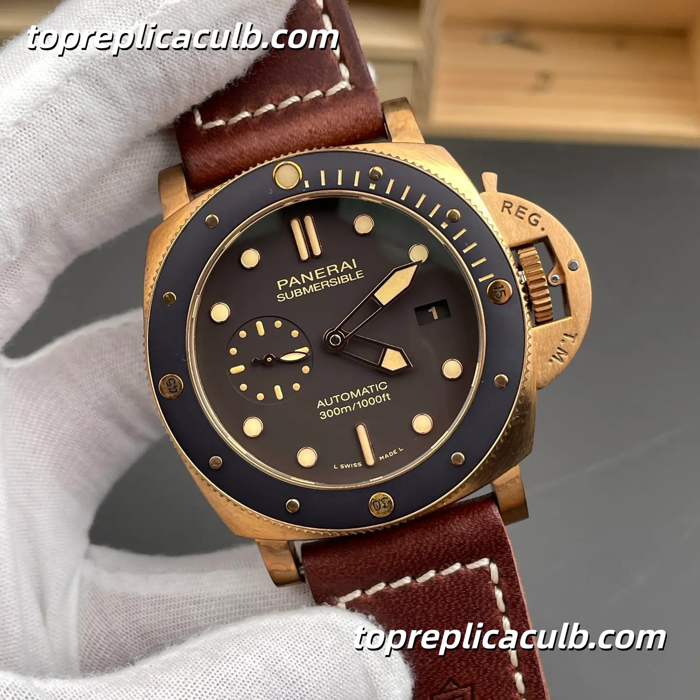 VS Factory Panerai Submersible Bronzo Blu Abisso PAM00968 47MM Bronze Case Brown Ceramic Bezel Brown Gradient Dial Super Clone Watch With Cal.P.9010 Automatic Movement - Image 4