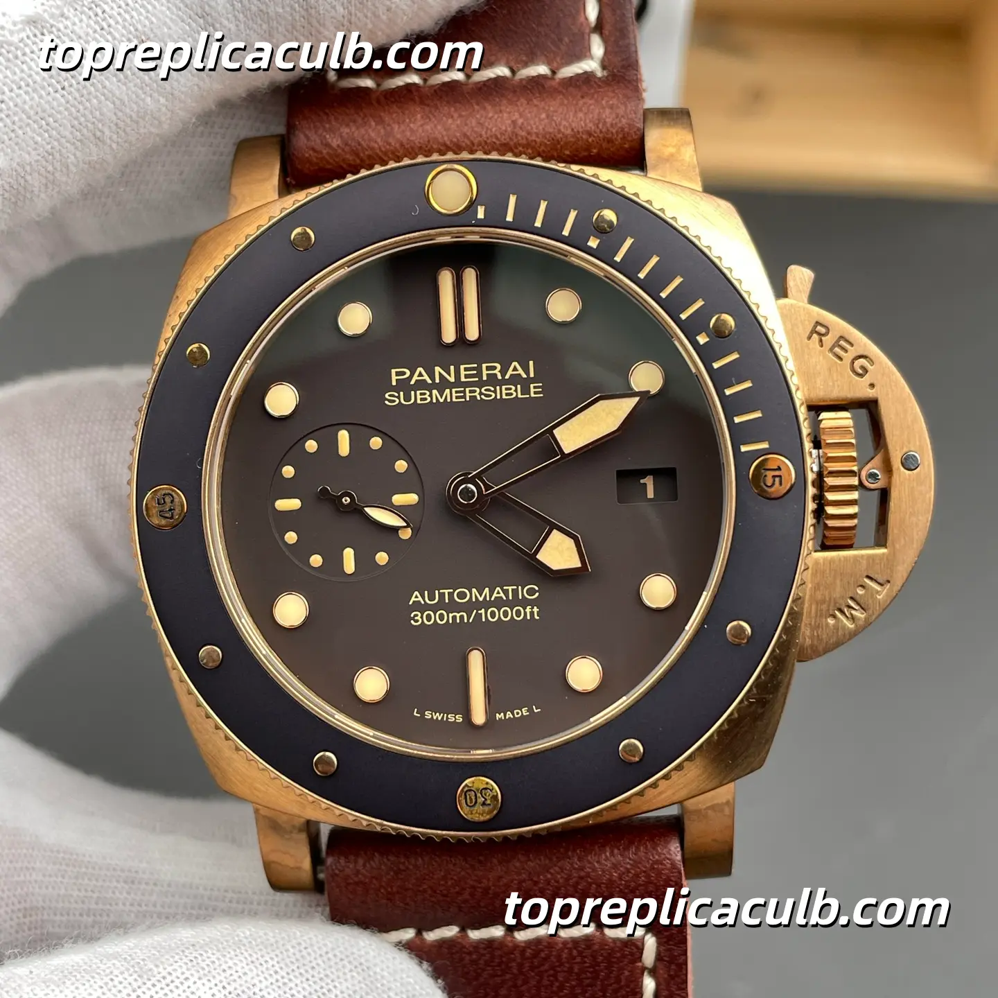 VS Factory Panerai Submersible Bronzo Blu Abisso PAM00968 47MM Bronze Case Brown Ceramic Bezel Brown Gradient Dial Super Clone Watch With Cal.P.9010 Automatic Movement - Image 3