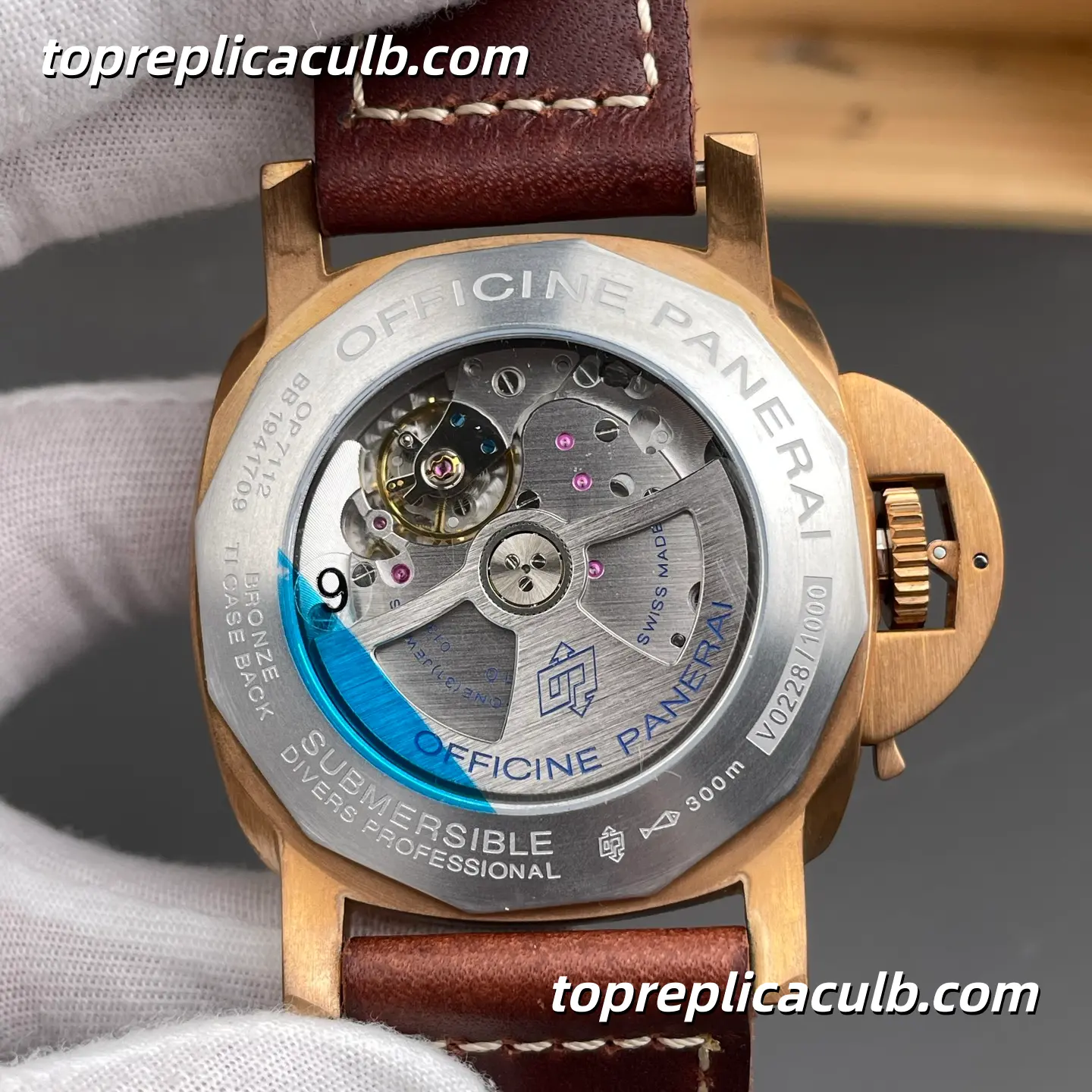 VS Factory Panerai Submersible Bronzo Blu Abisso PAM00968 47MM Bronze Case Brown Ceramic Bezel Brown Gradient Dial Super Clone Watch With Cal.P.9010 Automatic Movement - Image 5