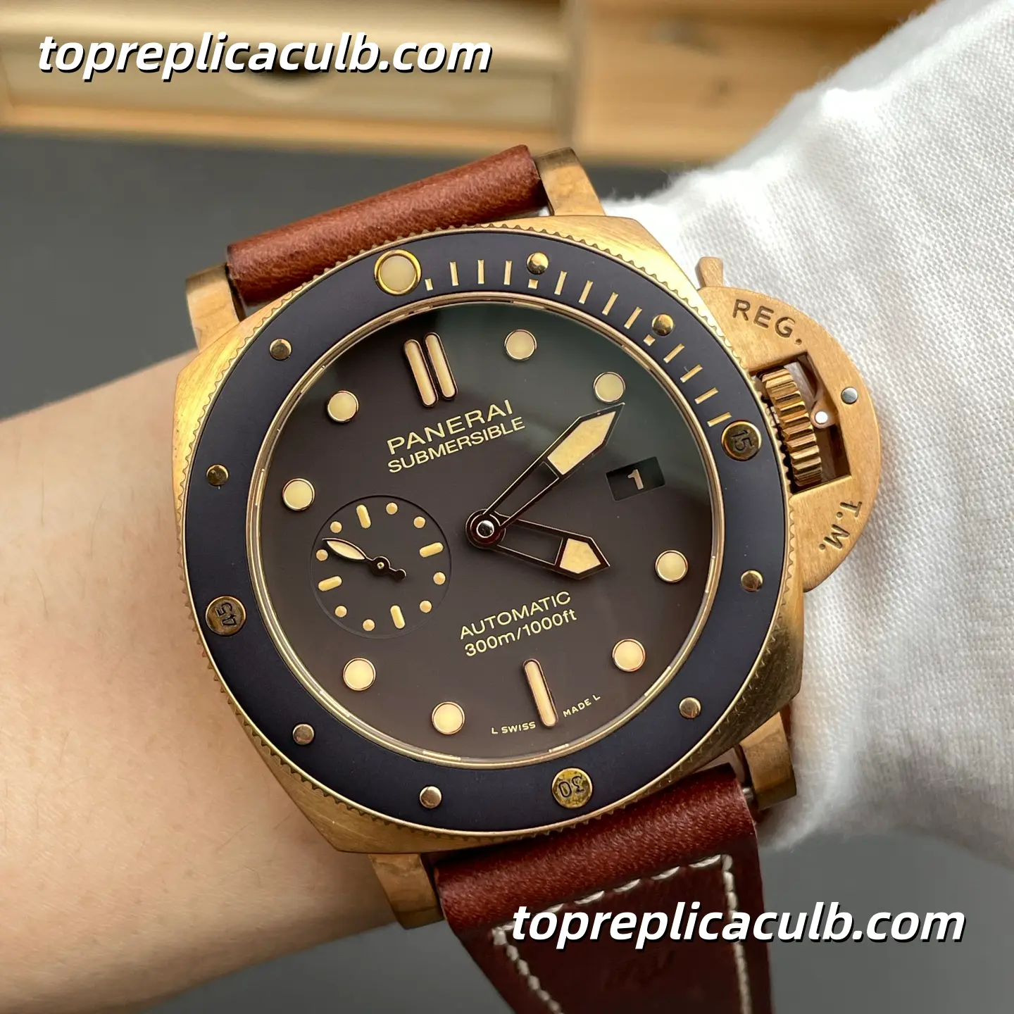 VS Factory Panerai Submersible Bronzo Blu Abisso PAM00968 47MM Bronze Case Brown Ceramic Bezel Brown Gradient Dial Super Clone Watch With Cal.P.9010 Automatic Movement - Image 2