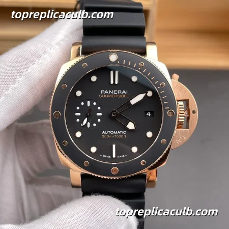 VS Factory Panerai Submersible “Rose Gold Black Shark” PAM02164 42MM Rose Gold Case Matte Black Dial Black Ceramic Bezel Super Clone Watch