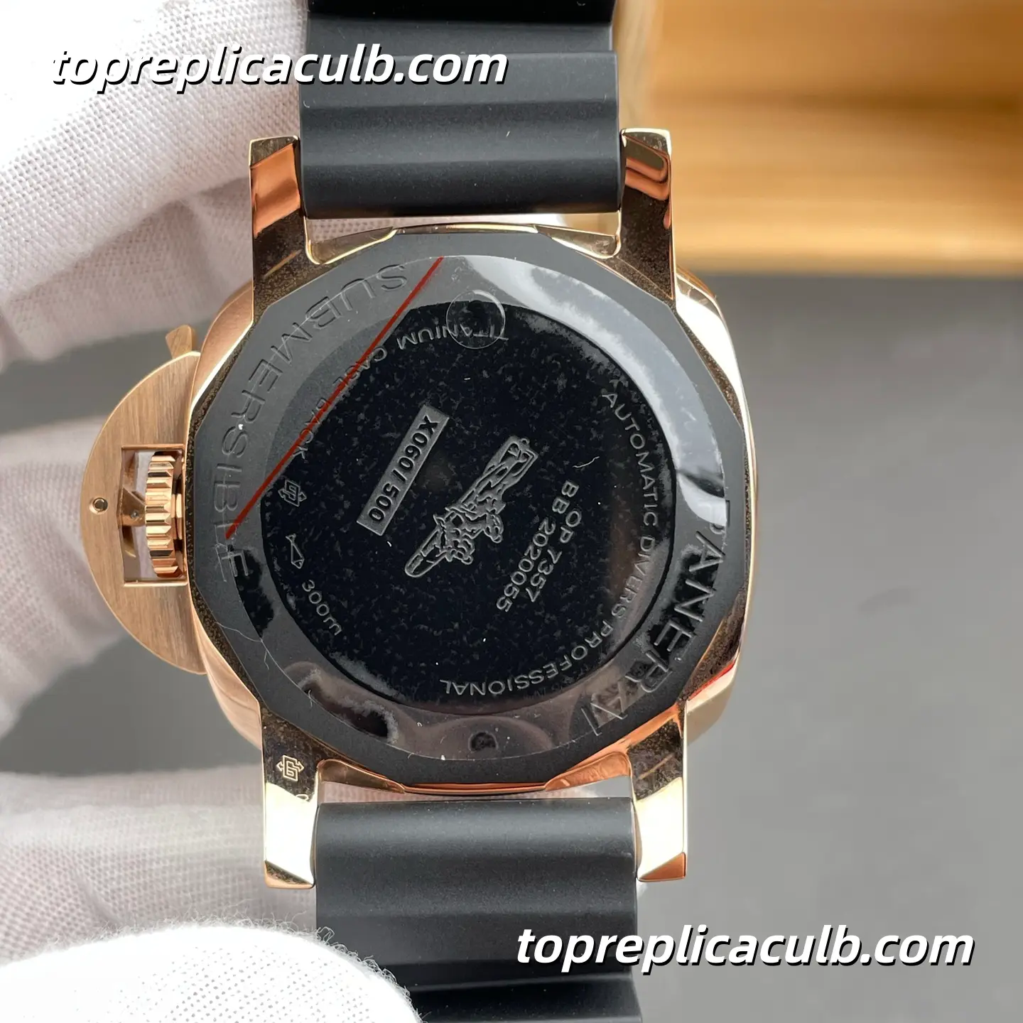 VS Factory Panerai Submersible “Rose Gold Black Shark” PAM02164 42MM Rose Gold Case Matte Black Dial Black Ceramic Bezel Super Clone Watch With P.900 Automatic Movement - Image 7
