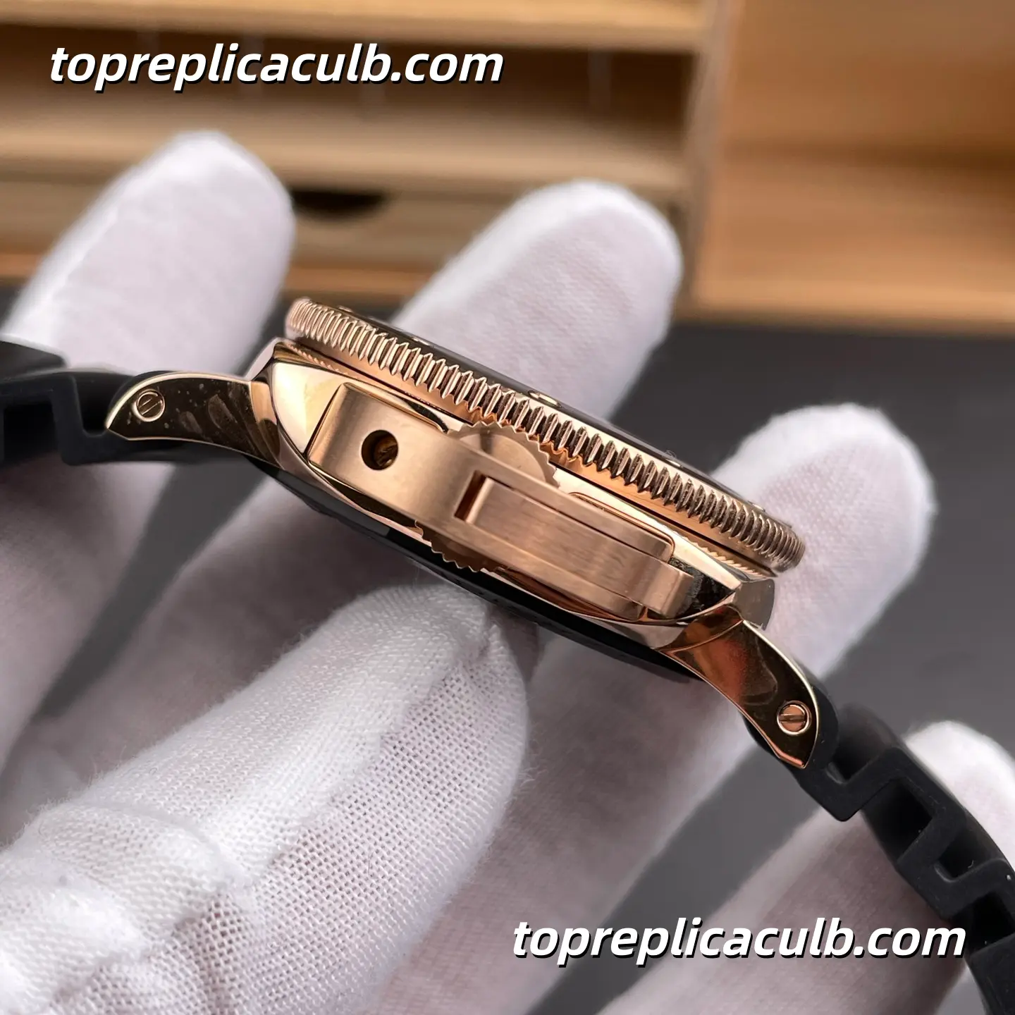 VS Factory Panerai Submersible “Rose Gold Black Shark” PAM02164 42MM Rose Gold Case Matte Black Dial Black Ceramic Bezel Super Clone Watch With P.900 Automatic Movement - Image 5