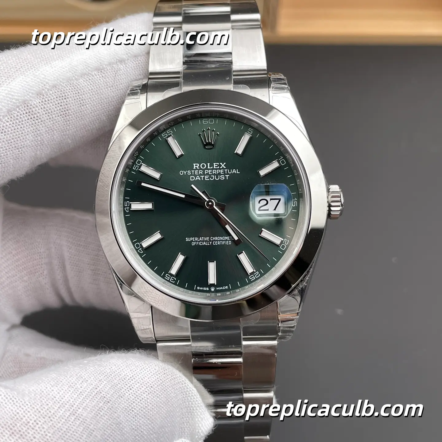 Rolex DateJust 41MM 126300-0019 Mint Green Dial Oyster Steel Super Clone Watch