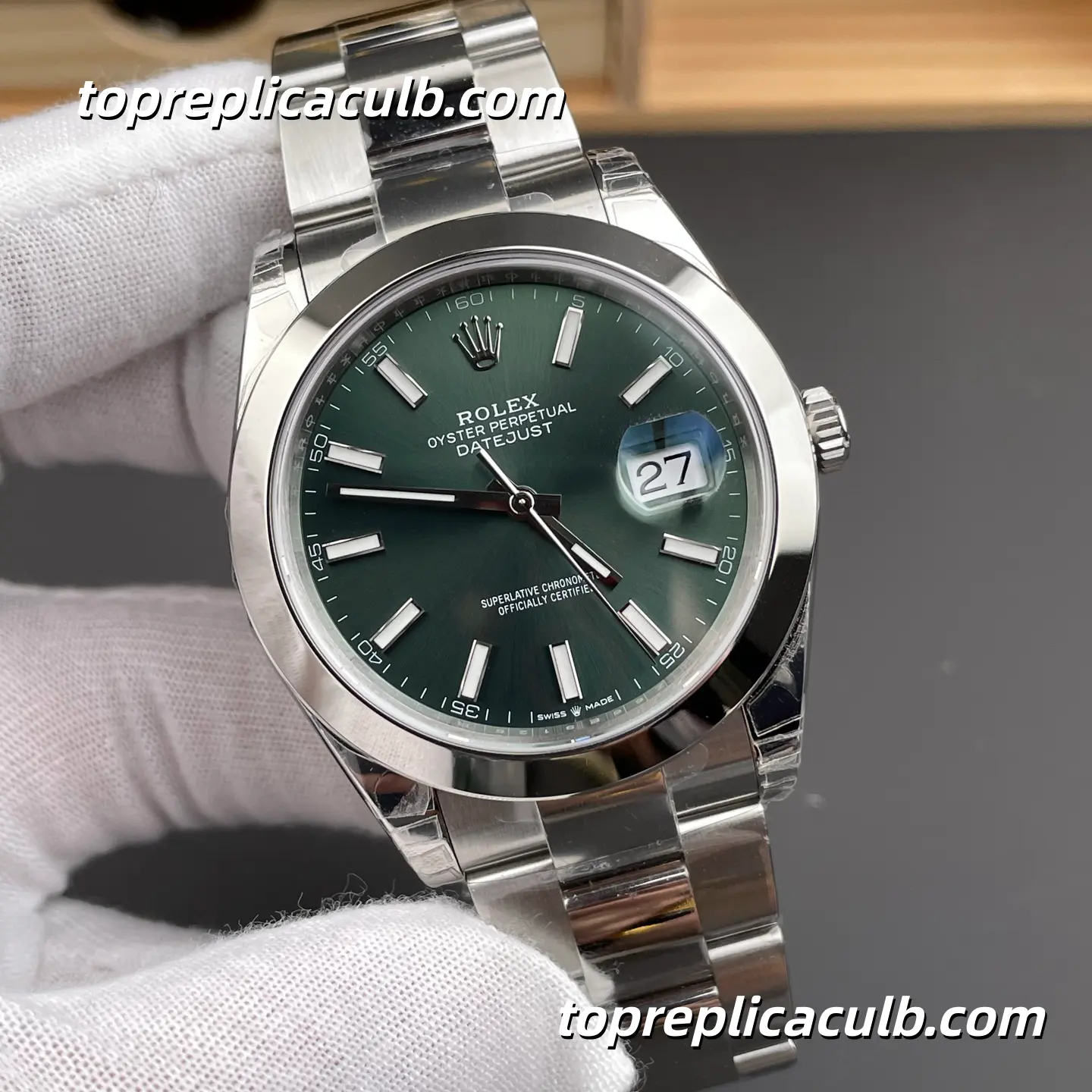 Rolex DateJust 41MM 126300-0019 Mint Green Dial Oyster Steel Super Clone Watch - Image 4
