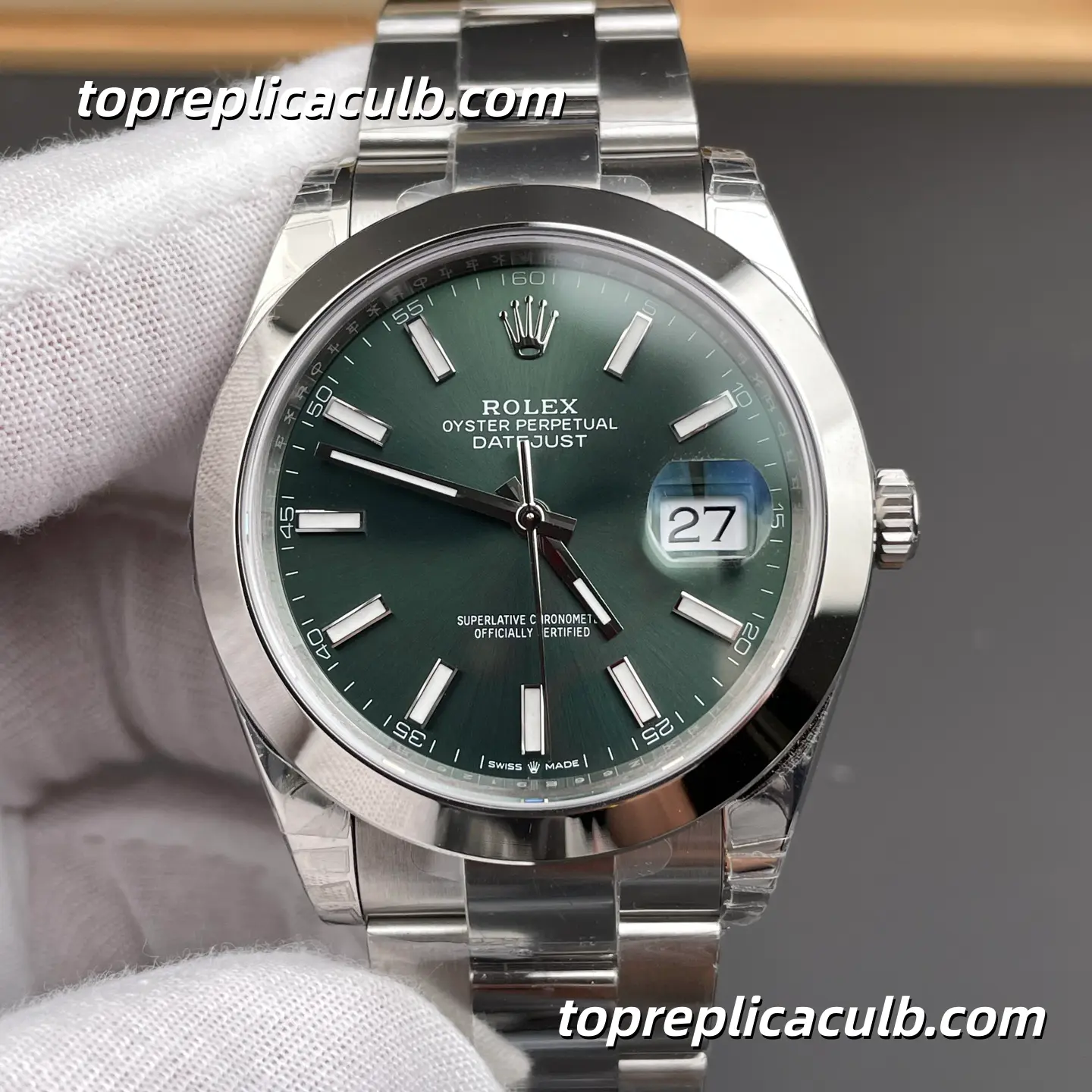 Rolex DateJust 41MM 126300-0019 Mint Green Dial Oyster Steel Super Clone Watch - Image 3
