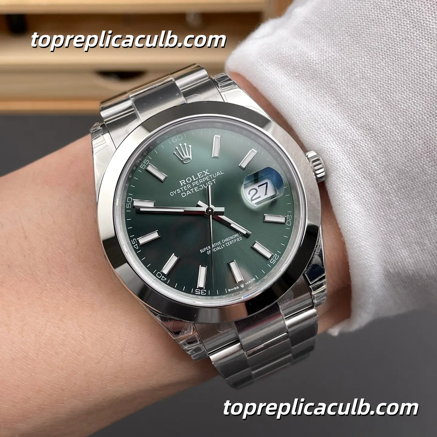 Rolex DateJust 41MM 126300-0019 Mint Green Dial Oyster Steel Super Clone Watch - Image 2